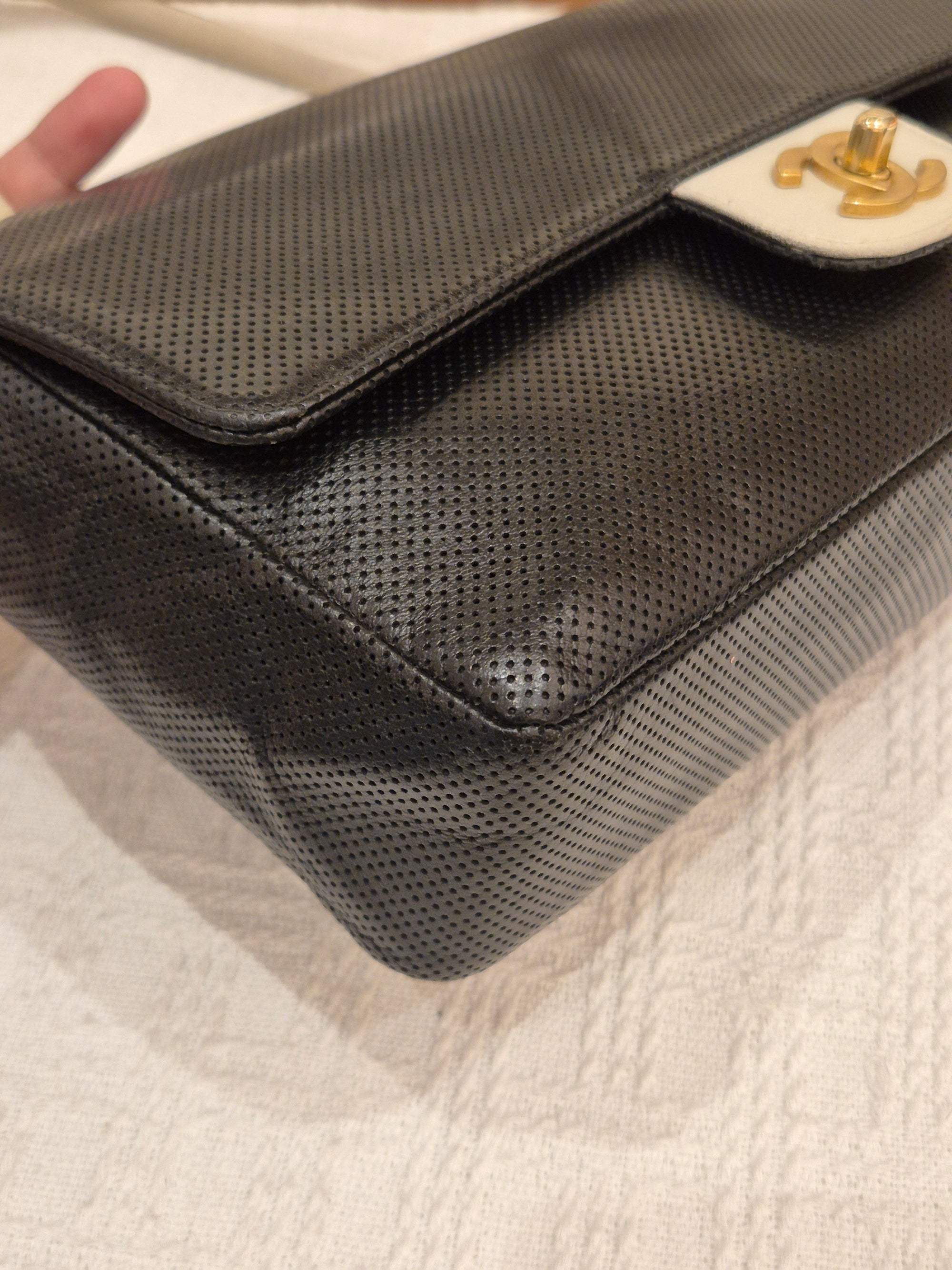 Chanel Perforated Flap Black and White