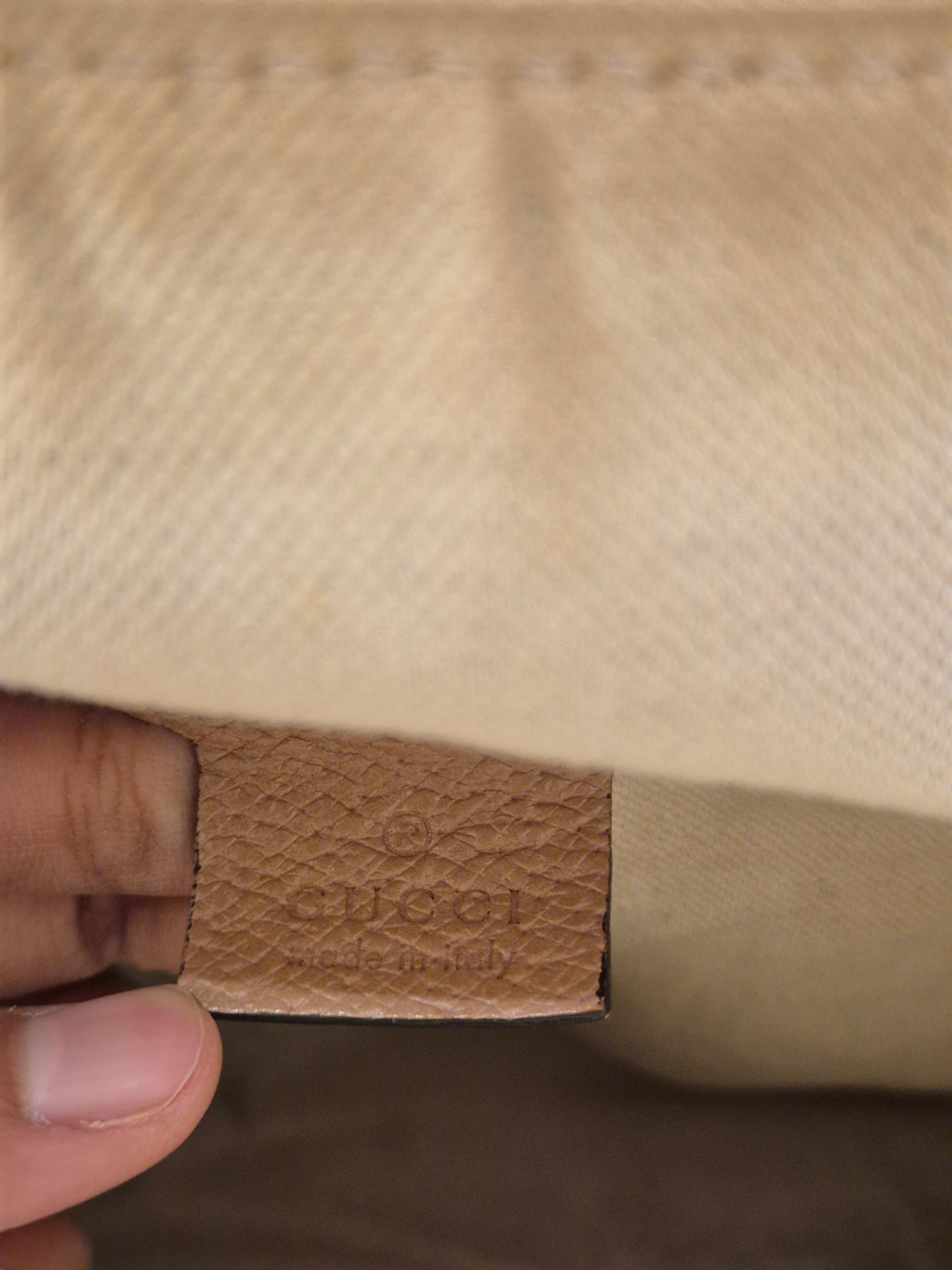 Gucci Bree Canvas Shoulder Nude