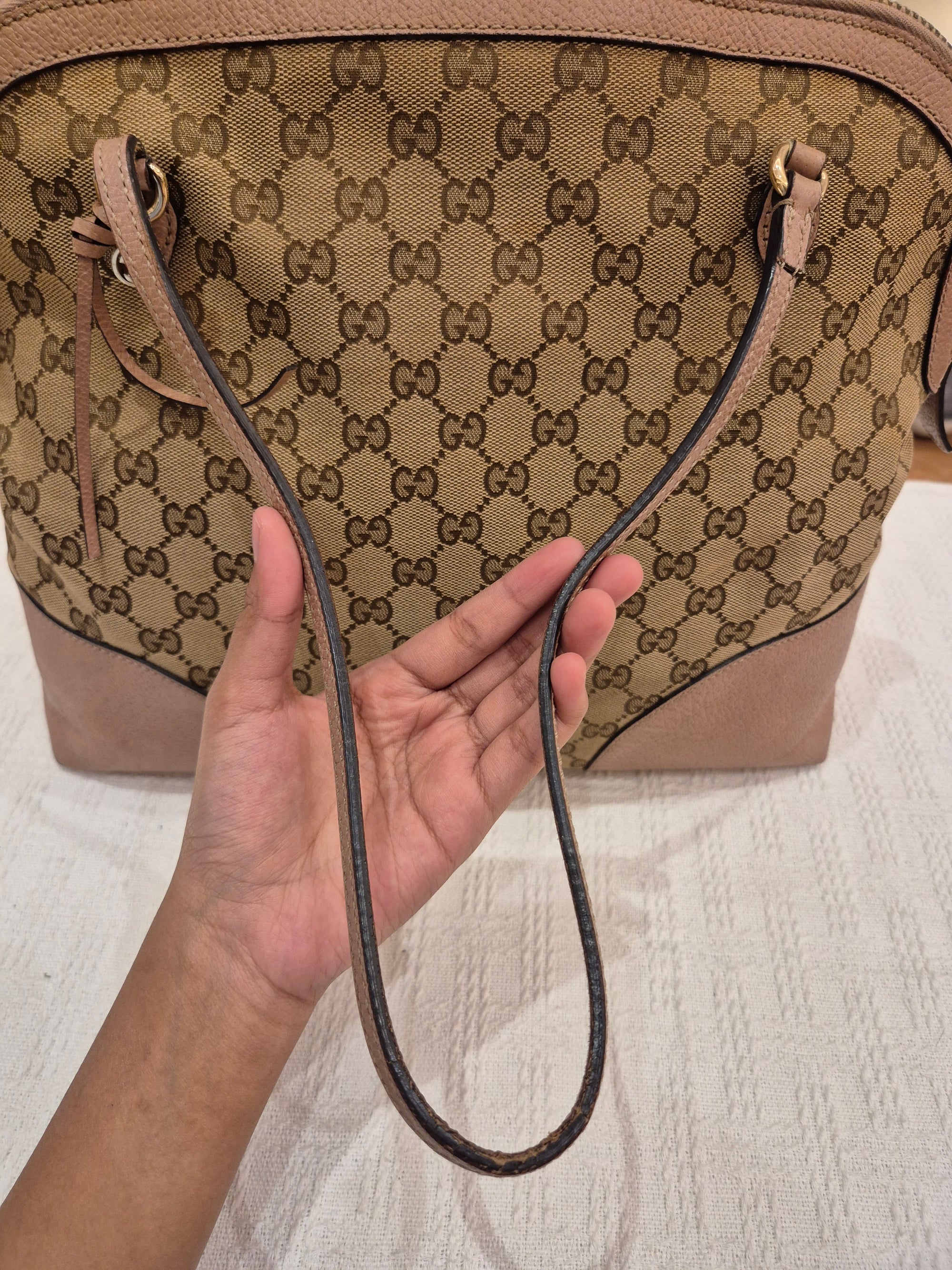 Gucci Bree Canvas Shoulder Nude