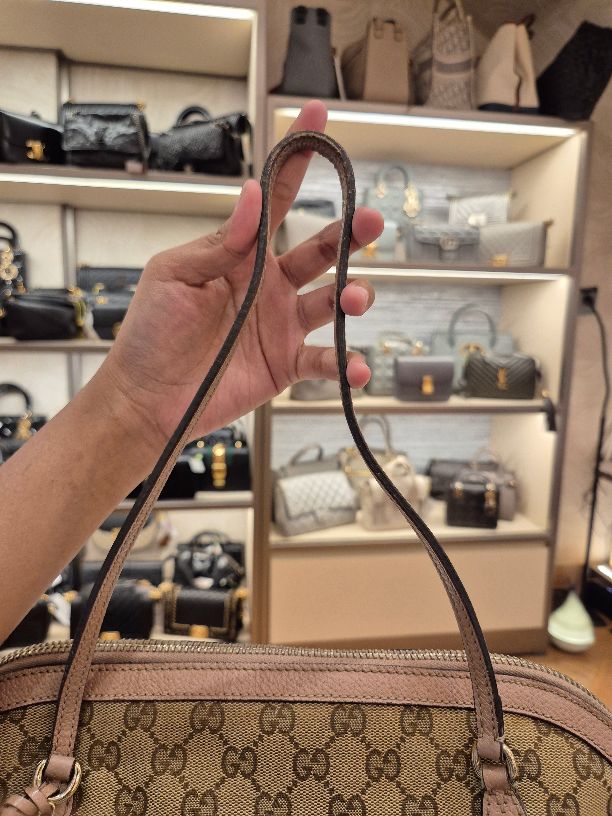 Gucci Bree Canvas Shoulder Nude