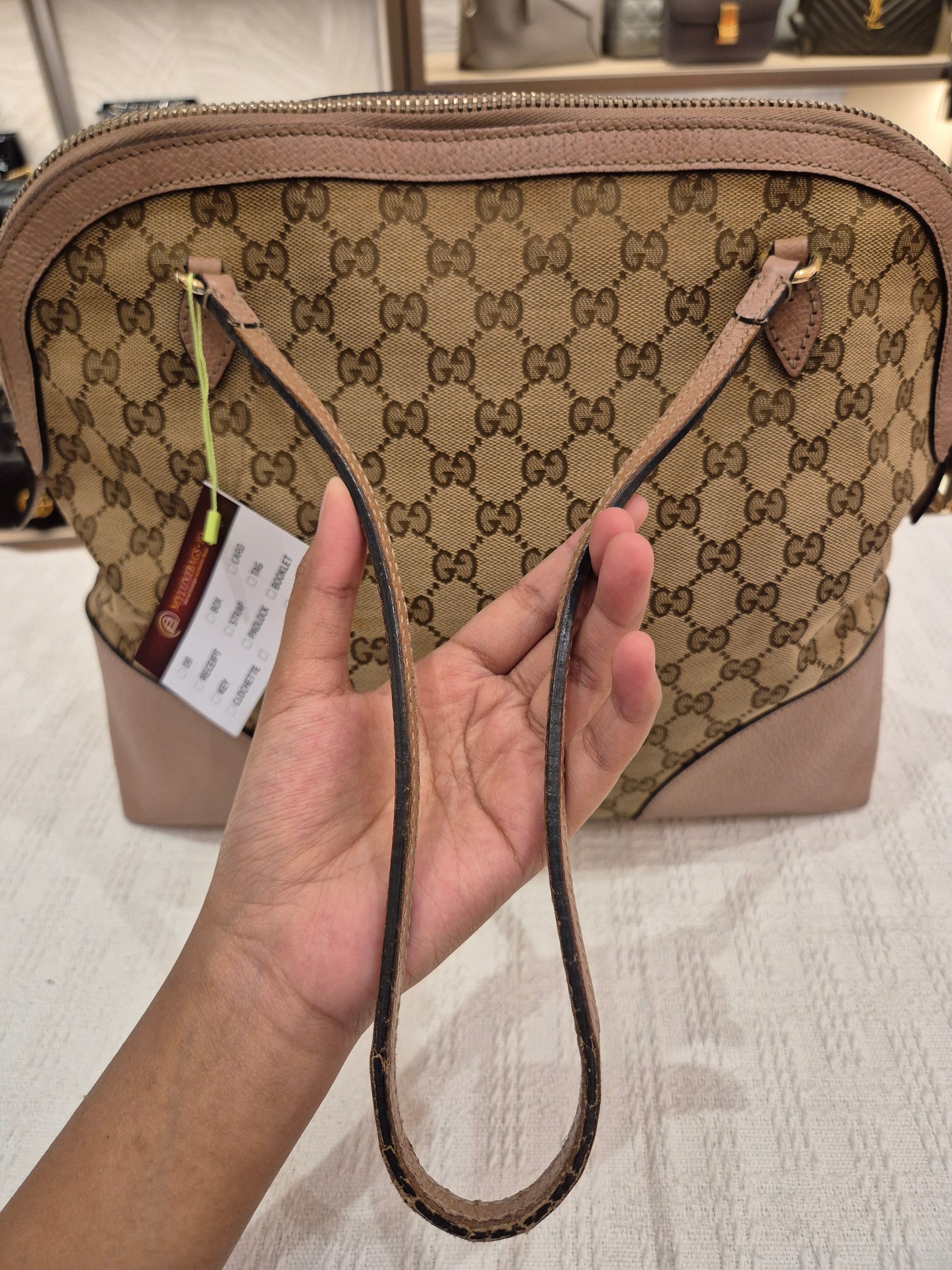 Gucci Bree Canvas Shoulder Nude