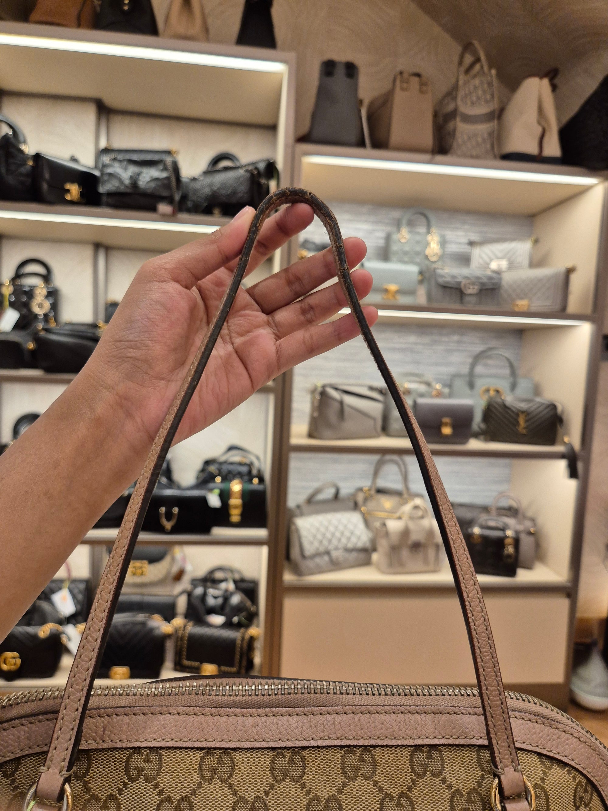 Gucci Bree Canvas Shoulder Nude