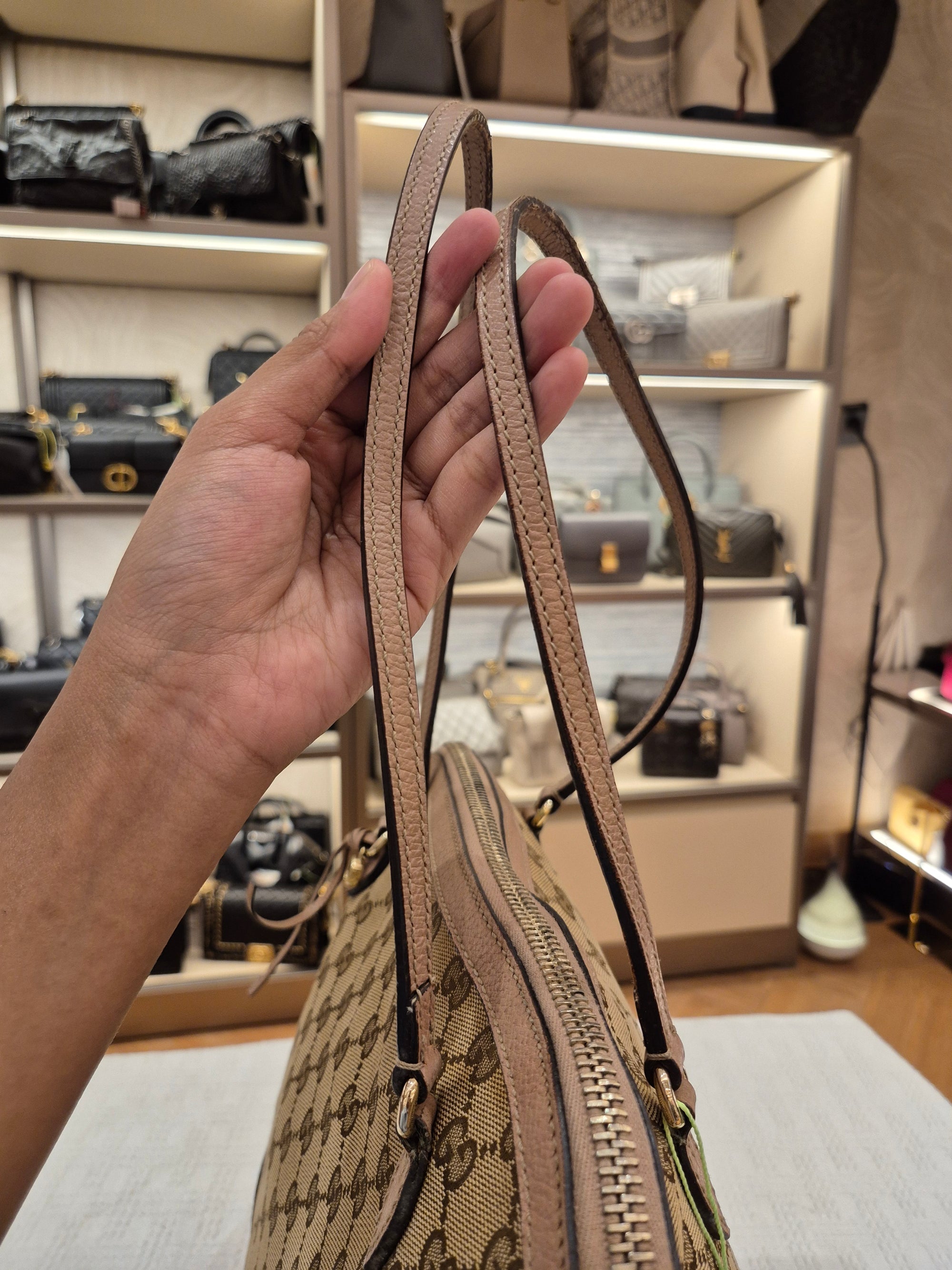 Gucci Bree Canvas Shoulder Nude
