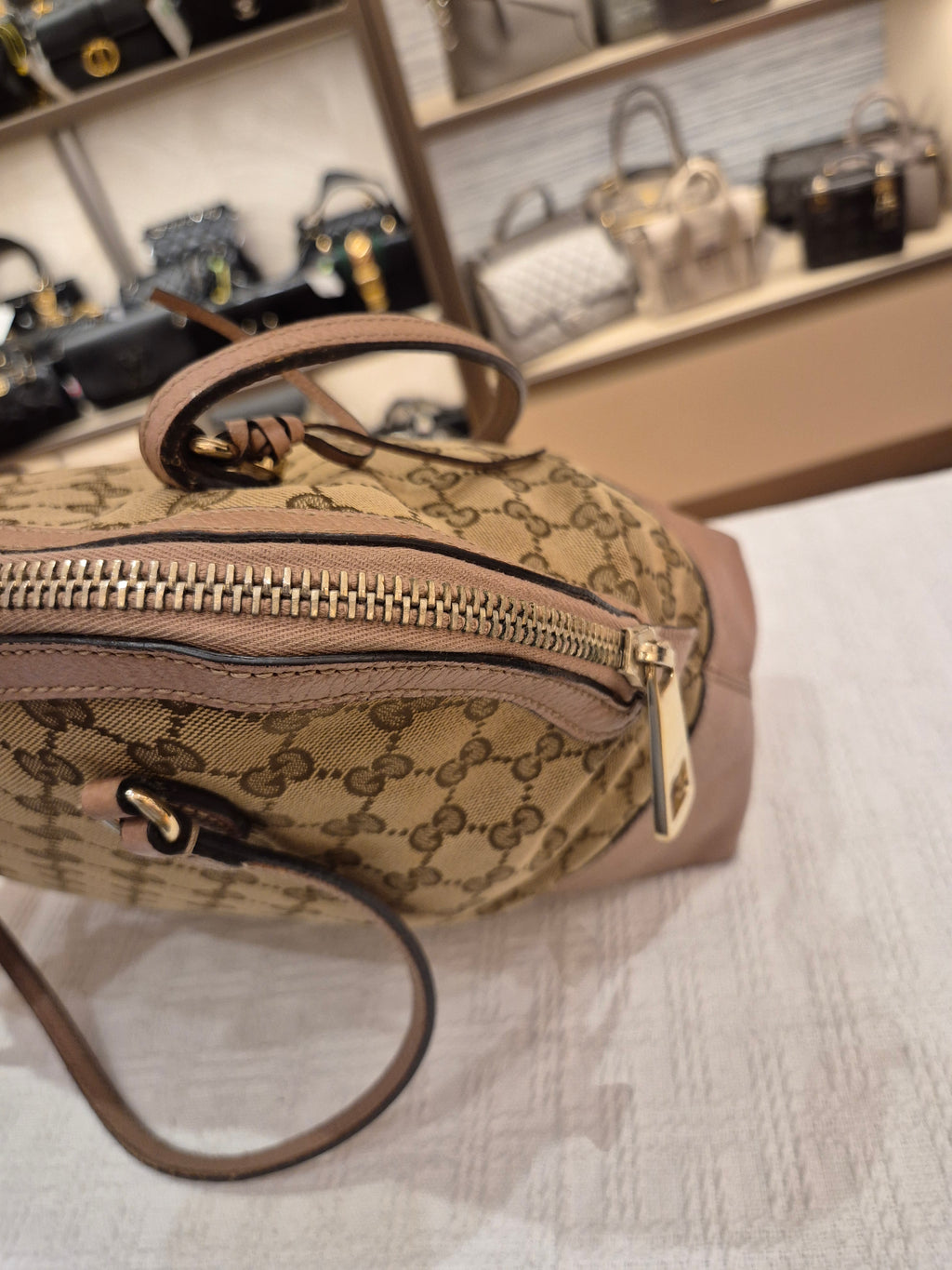 Gucci Bree Canvas Shoulder Nude