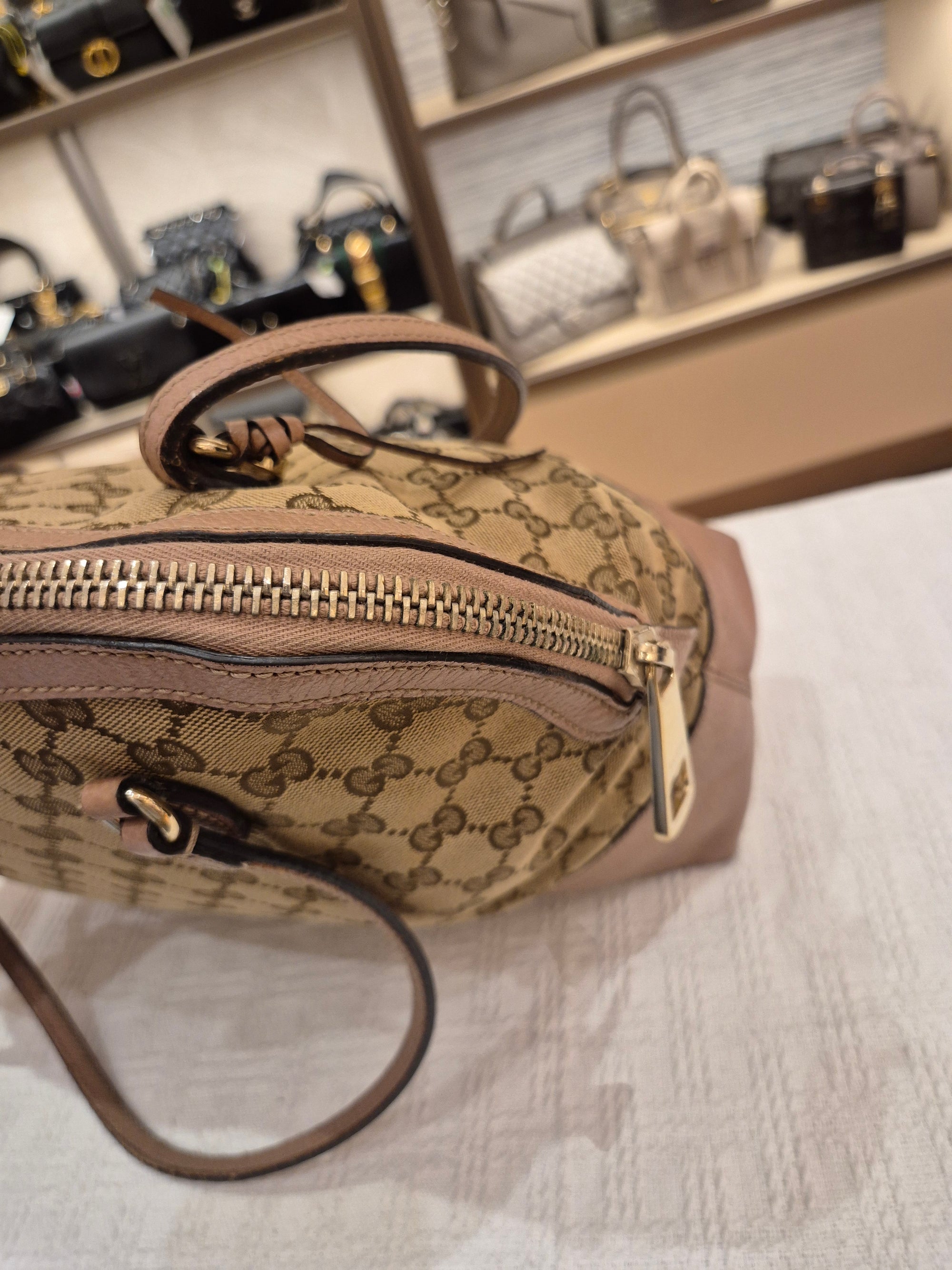 Gucci Bree Canvas Shoulder Nude
