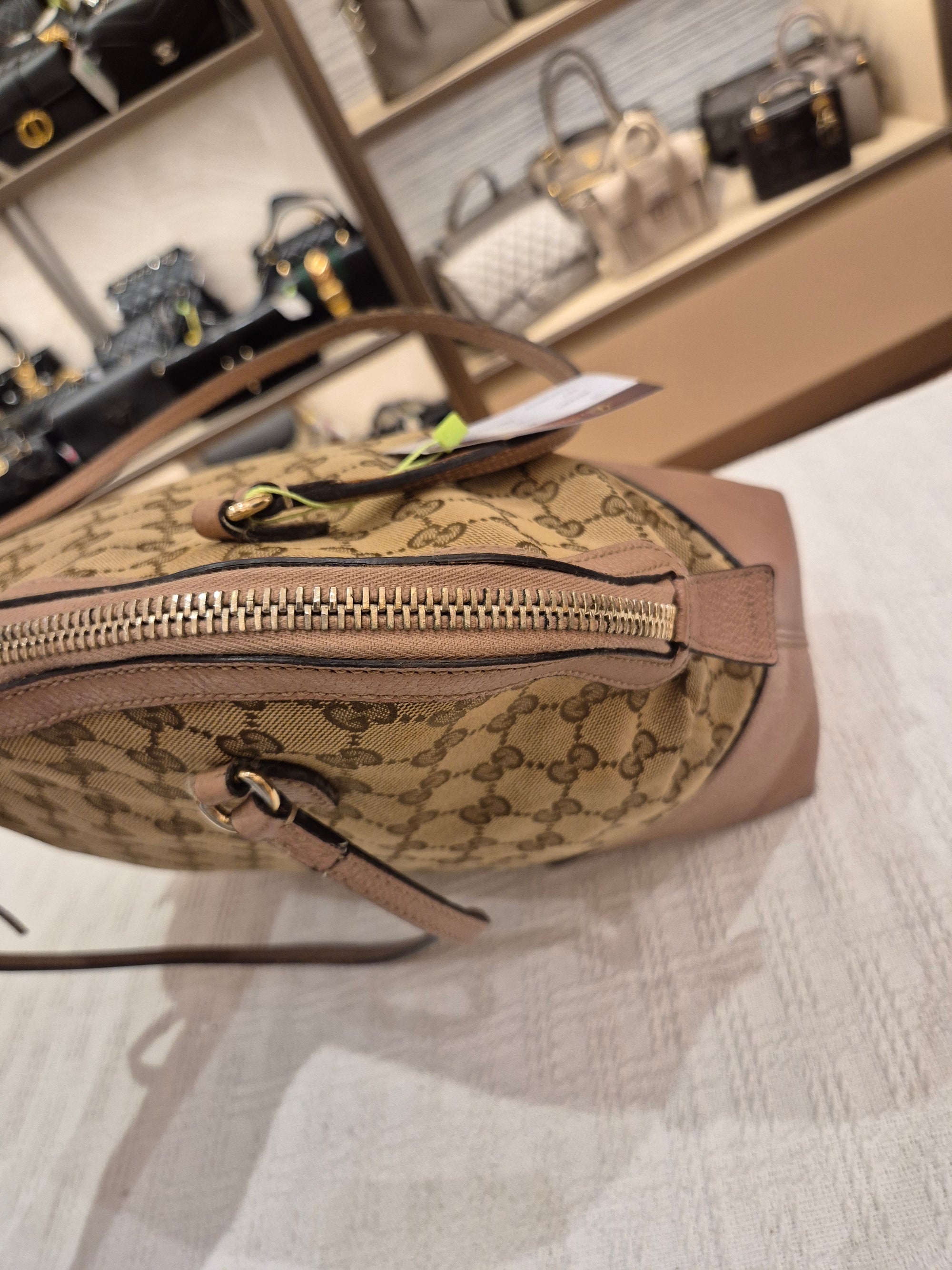 Gucci Bree Canvas Shoulder Nude