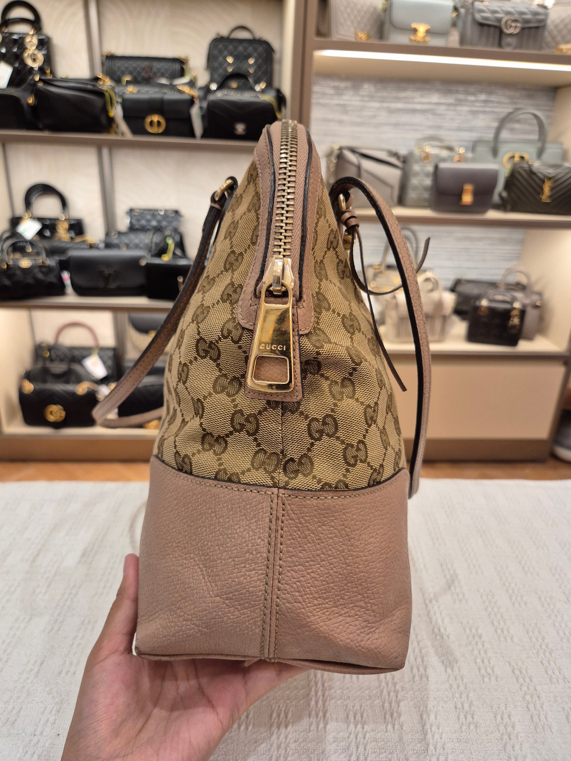 Gucci Bree Canvas Shoulder Nude
