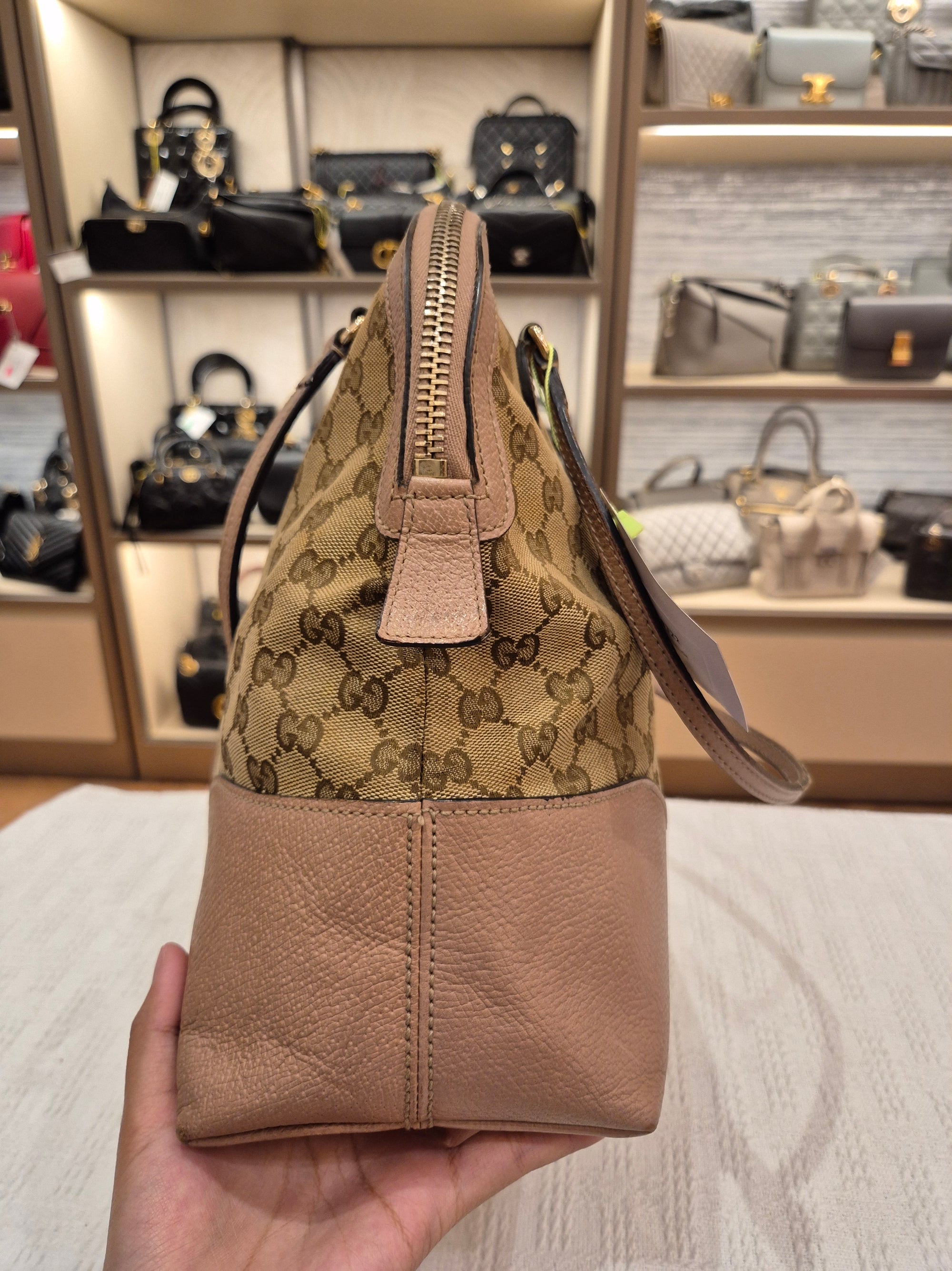 Gucci Bree Canvas Shoulder Nude