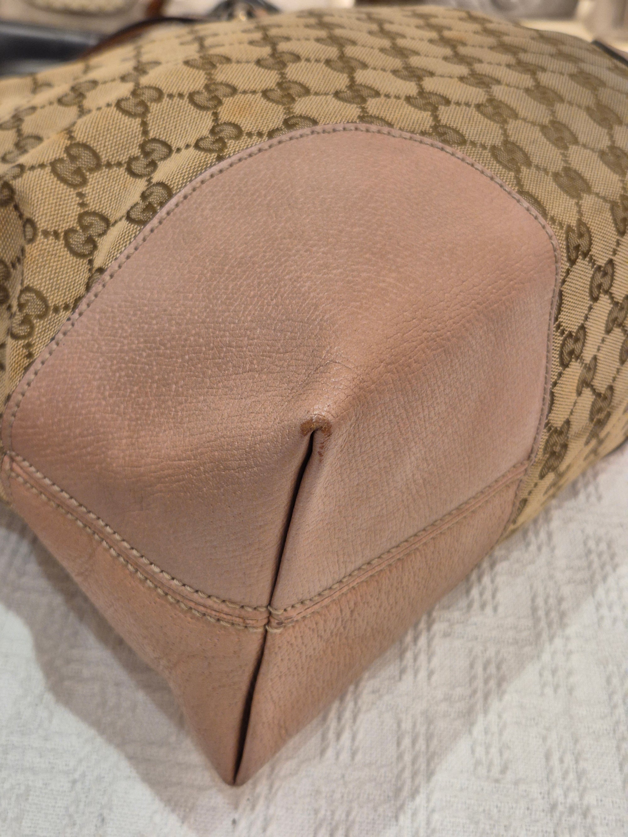 Gucci Bree Canvas Shoulder Nude