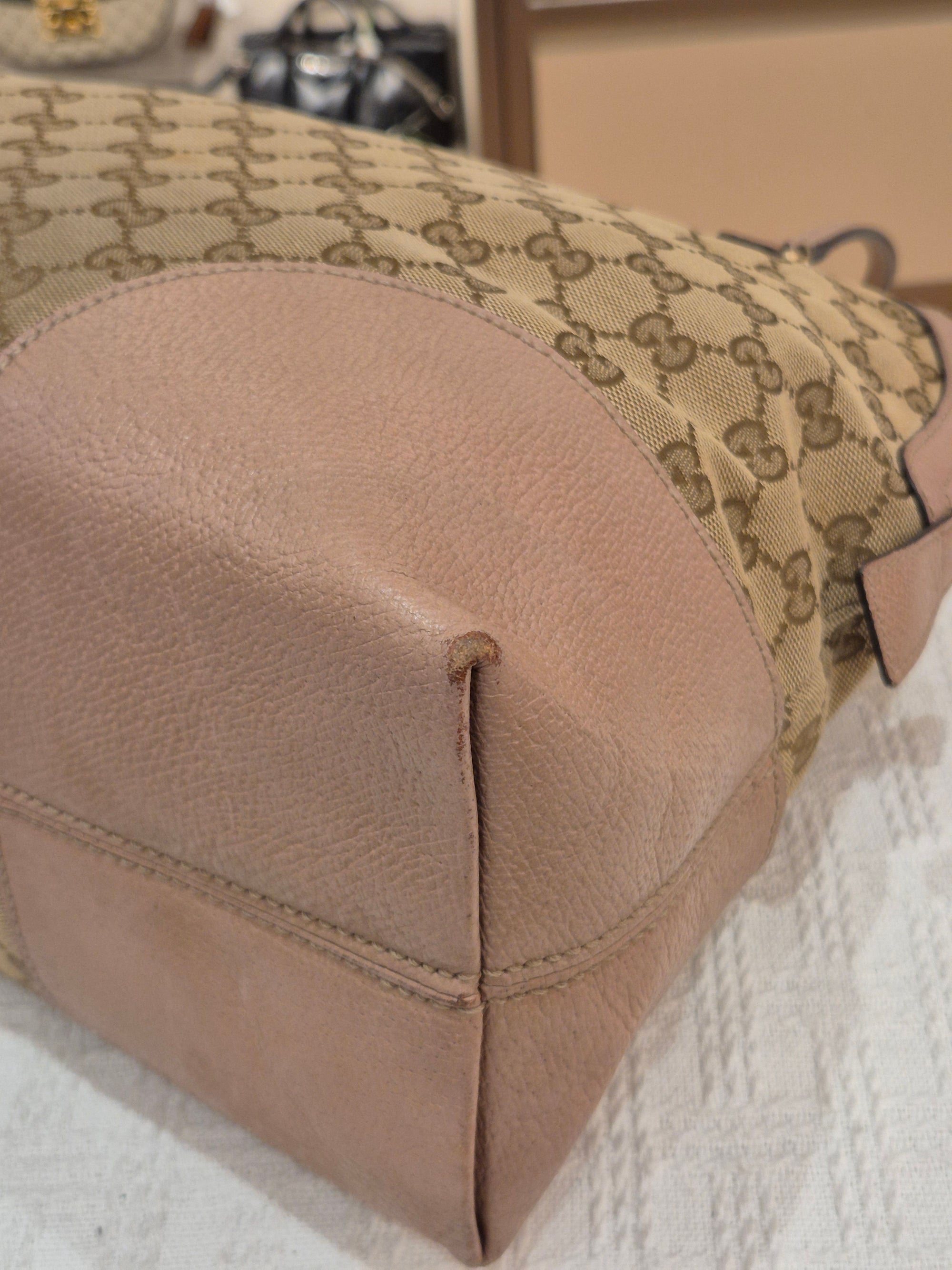 Gucci Bree Canvas Shoulder Nude