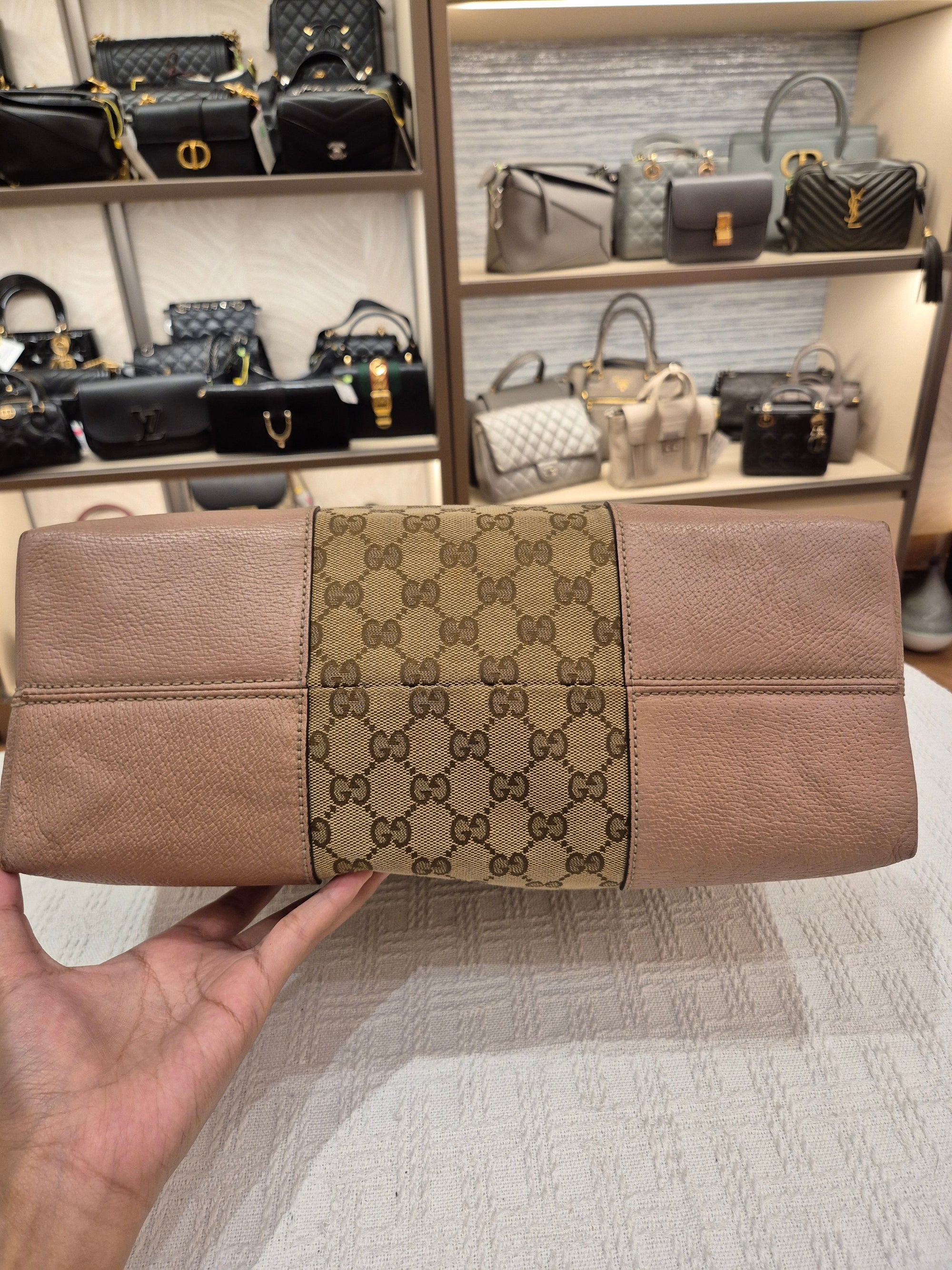 Gucci Bree Canvas Shoulder Nude