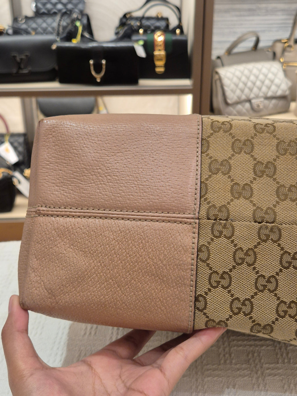 Gucci Bree Canvas Shoulder Nude