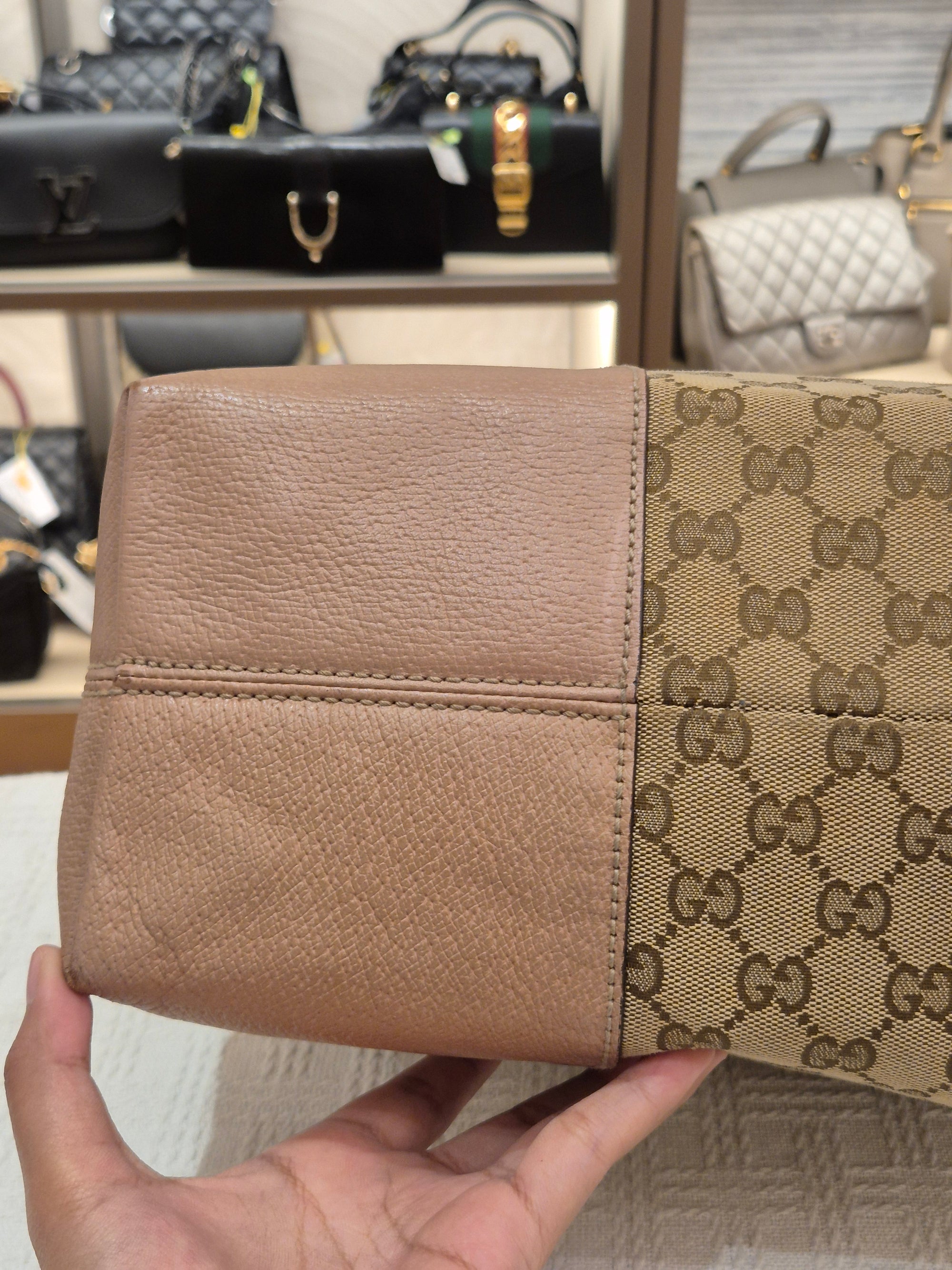 Gucci Bree Canvas Shoulder Nude