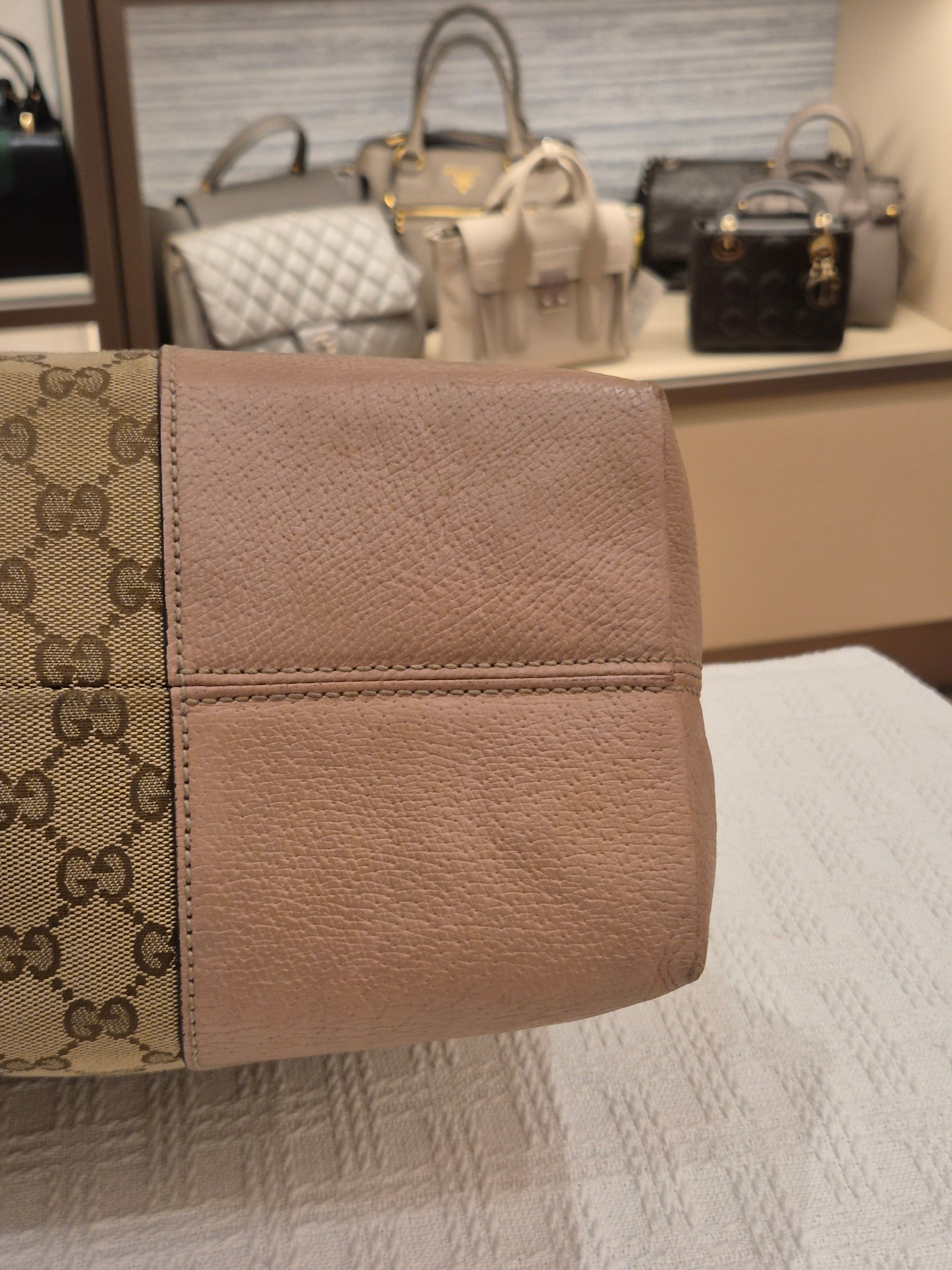 Gucci Bree Canvas Shoulder Nude