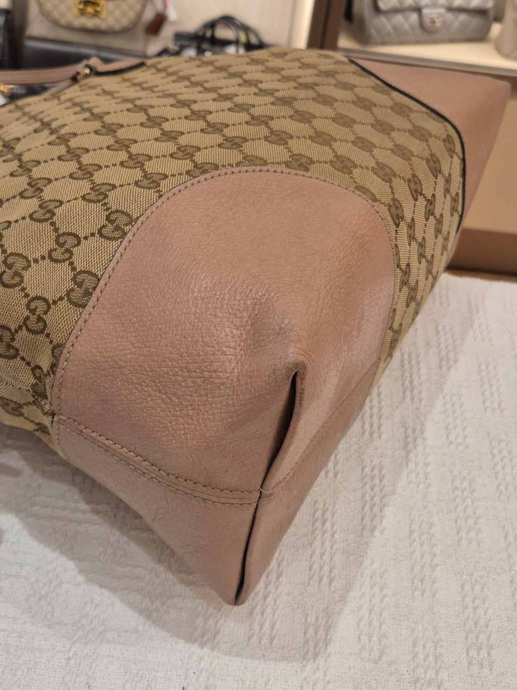 Gucci Bree Canvas Shoulder Nude