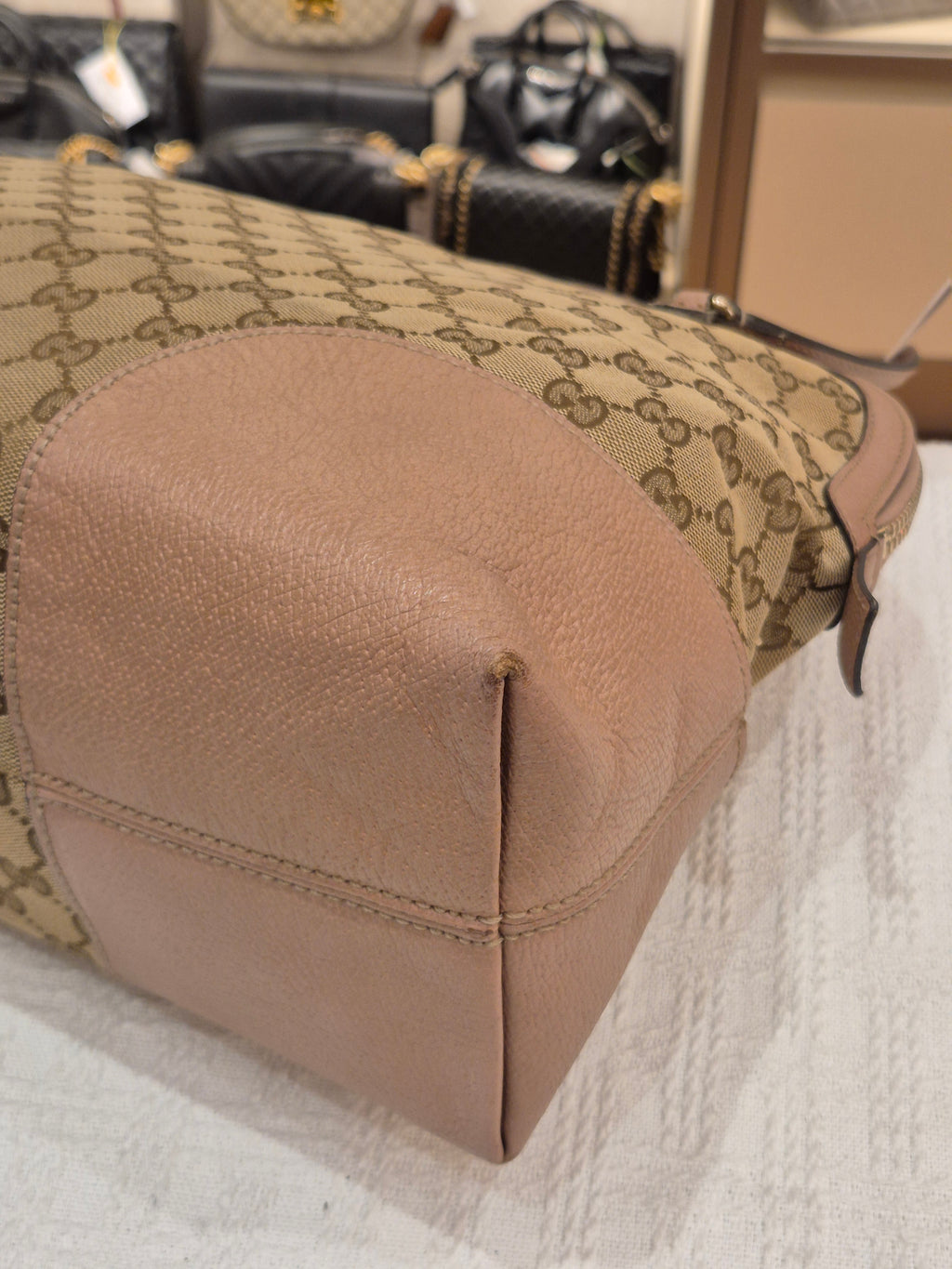 Gucci Bree Canvas Shoulder Nude