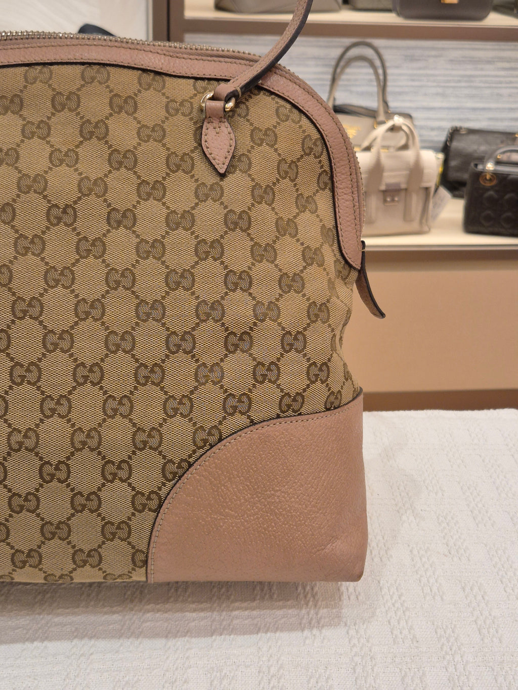 Gucci Bree Canvas Shoulder Nude