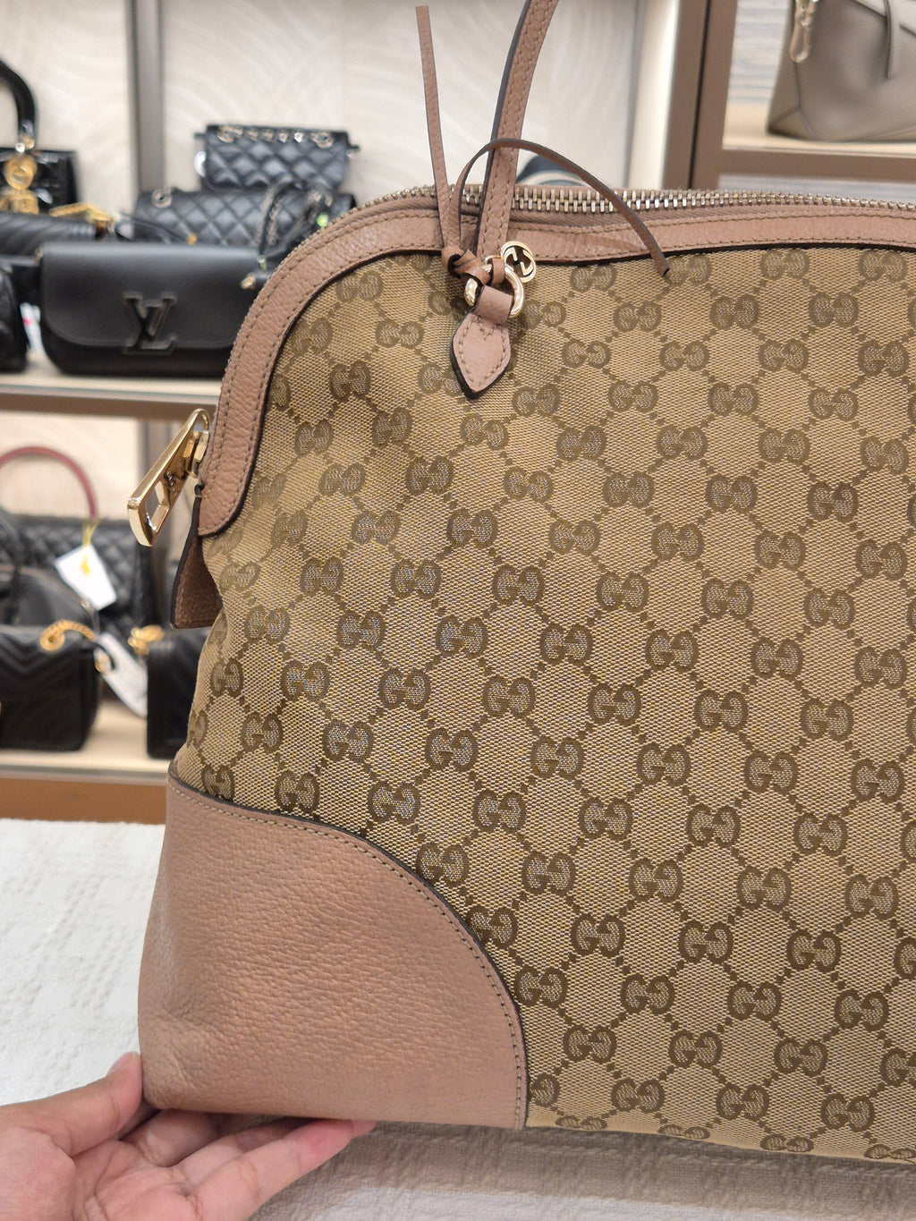 Gucci Bree Canvas Shoulder Nude
