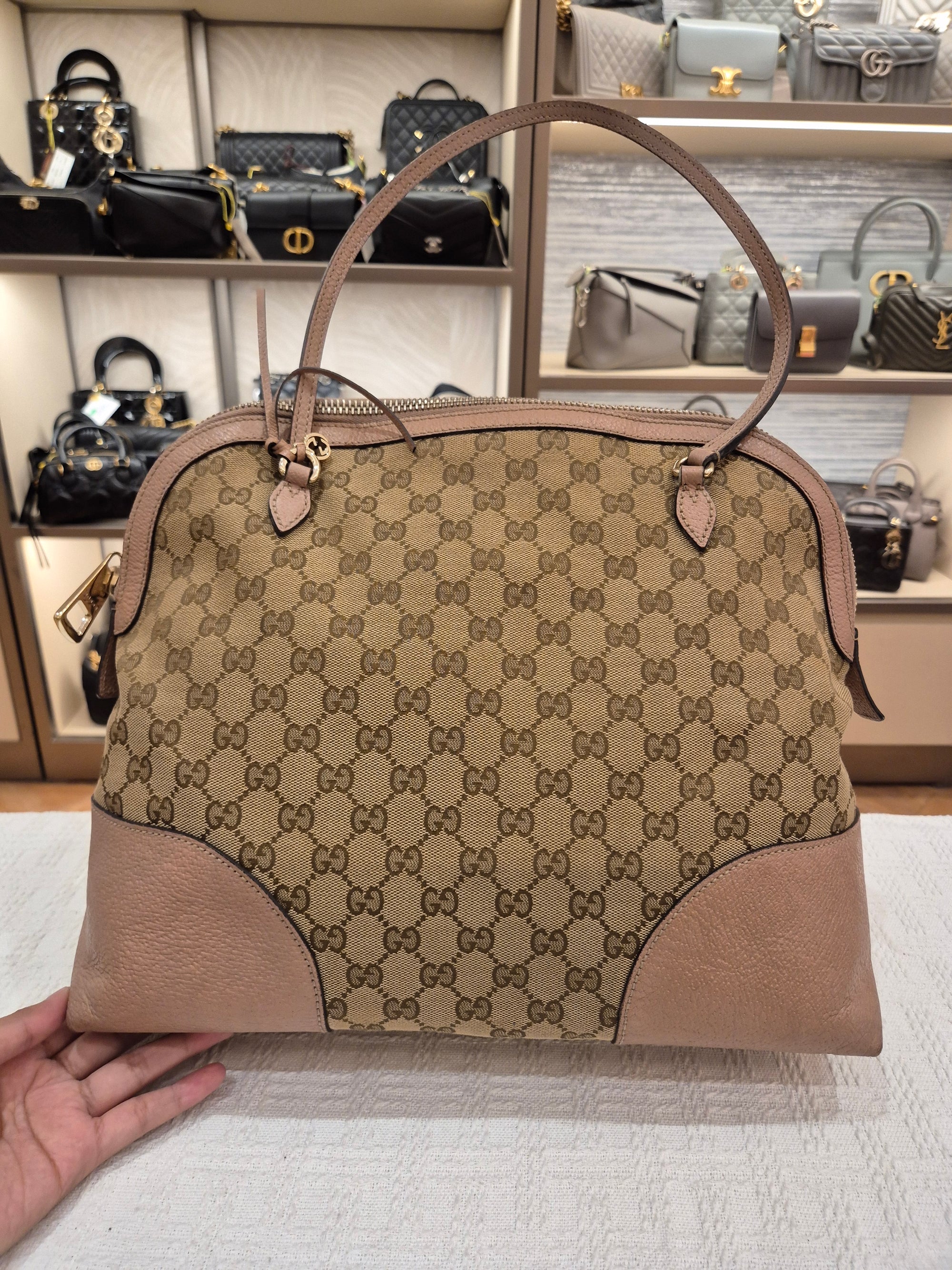 Gucci Bree Canvas Shoulder Nude