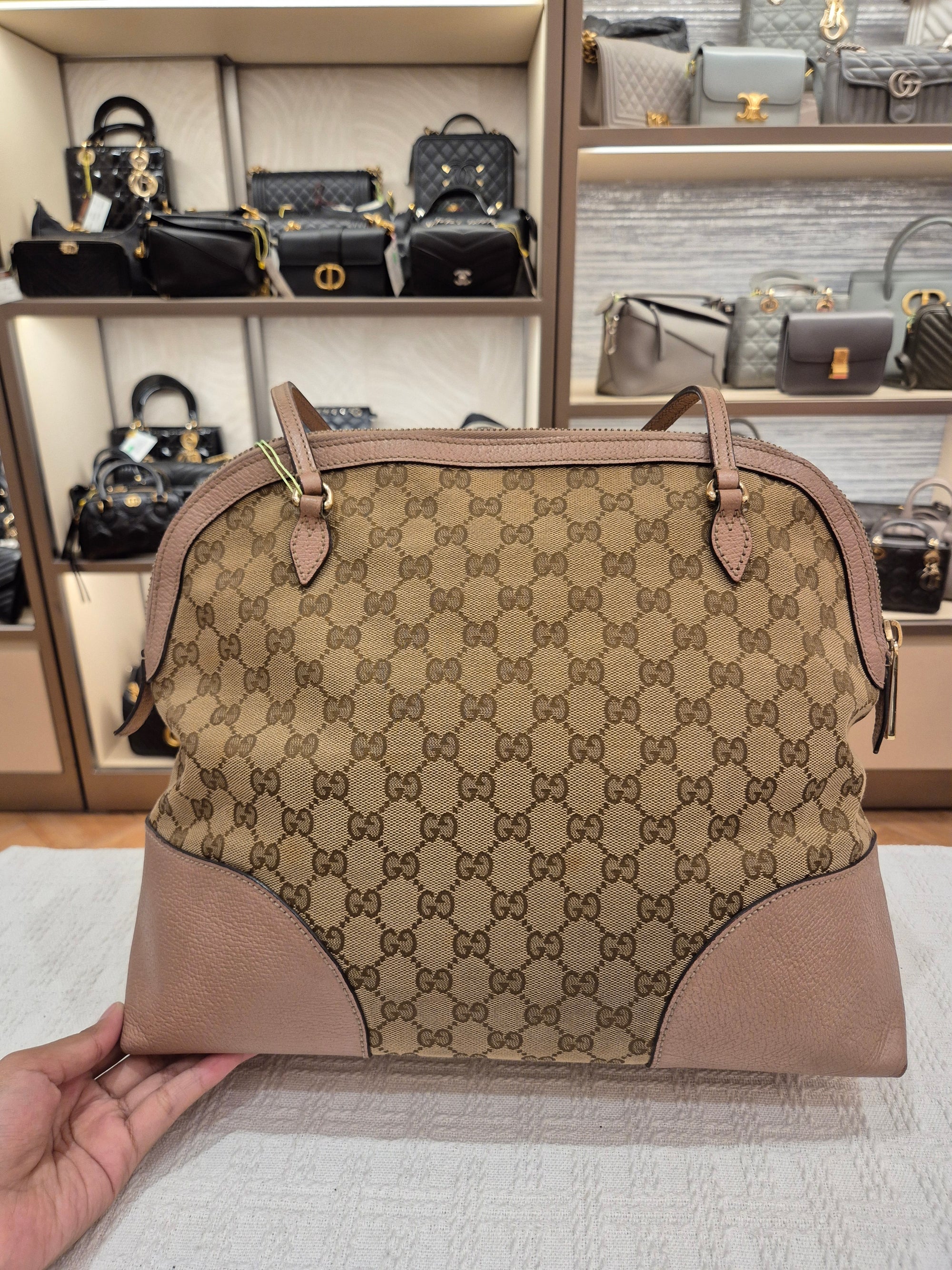Gucci Bree Canvas Shoulder Nude