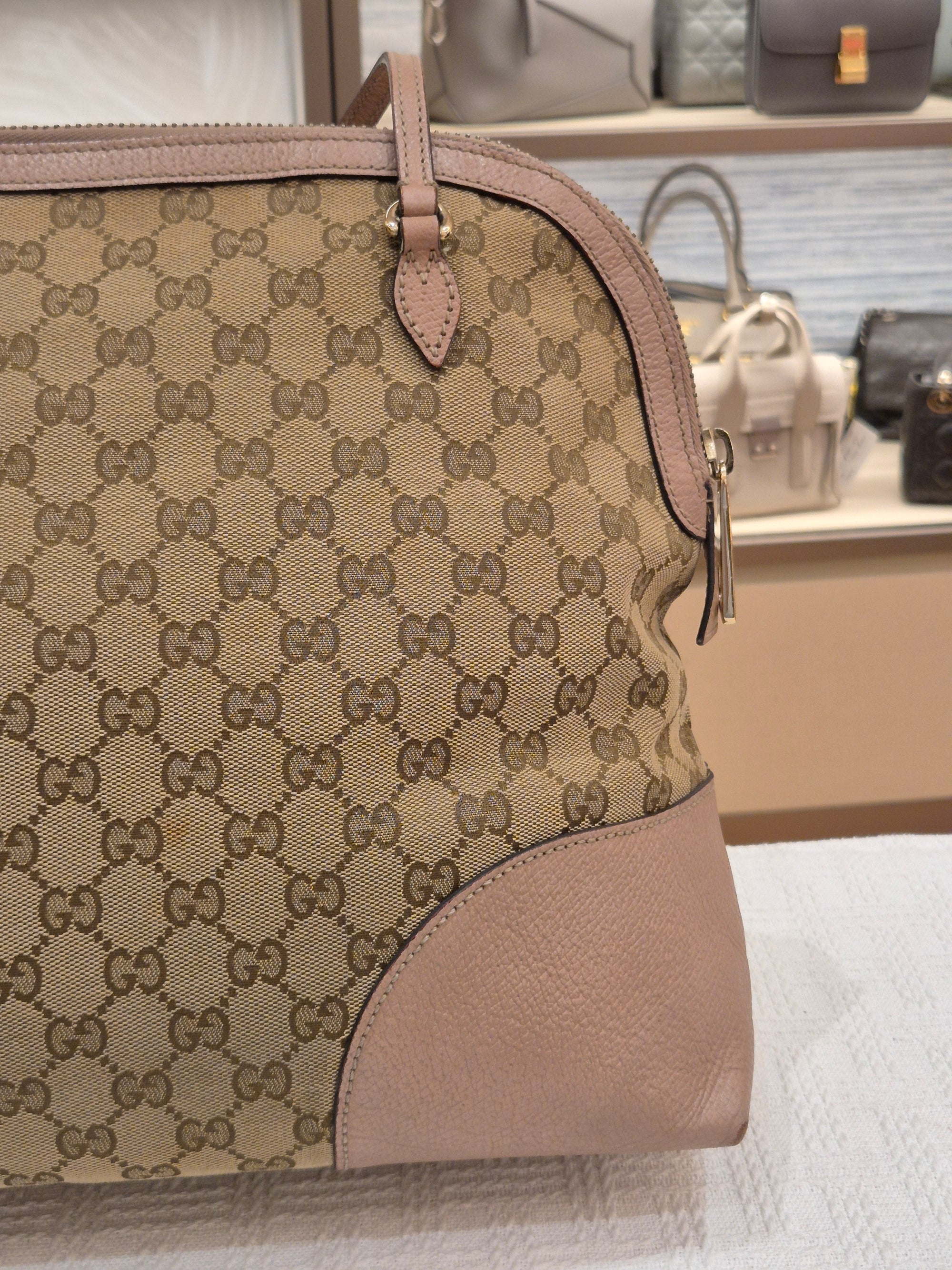 Gucci Bree Canvas Shoulder Nude
