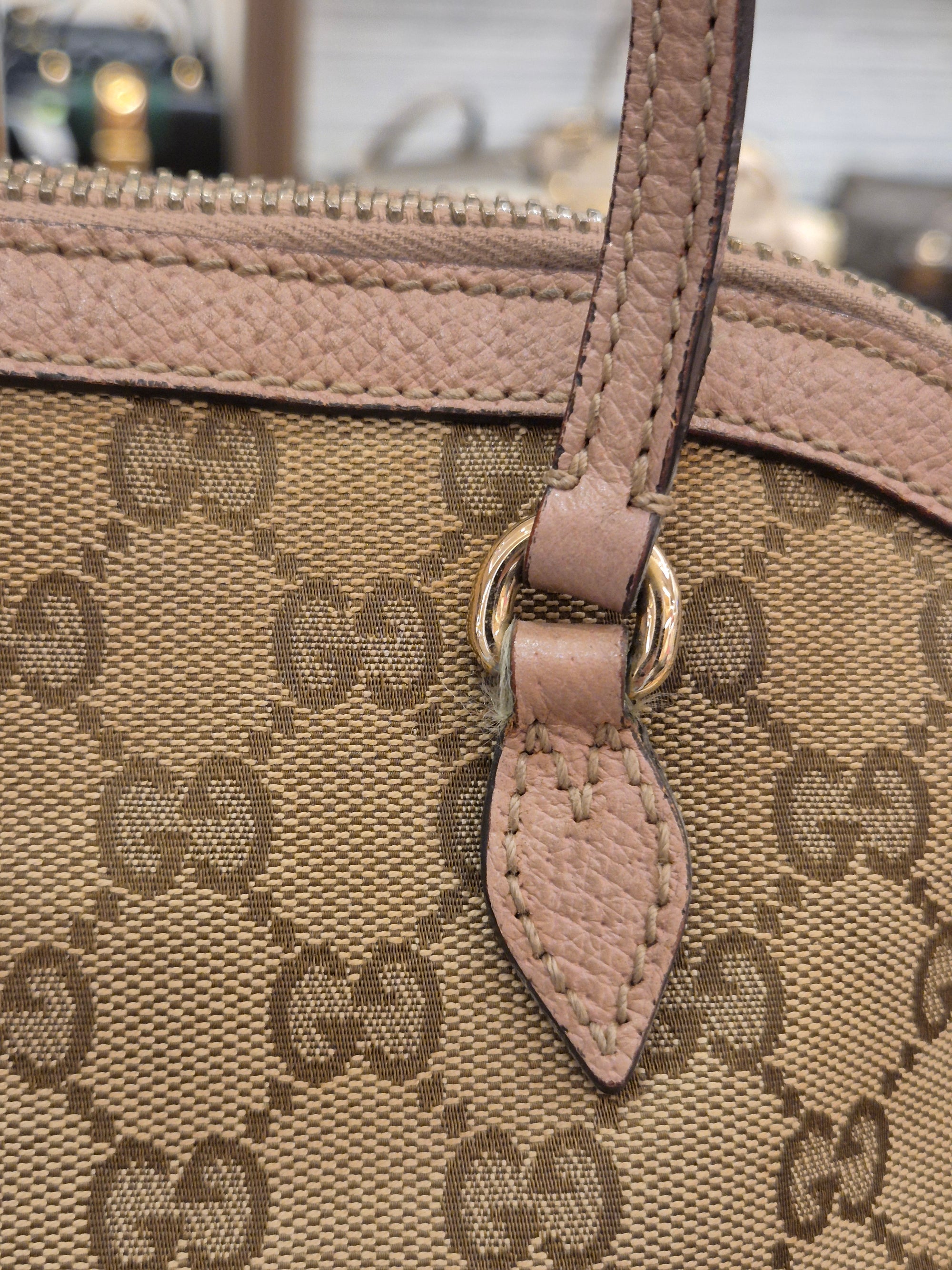 Gucci Bree Canvas Shoulder Nude
