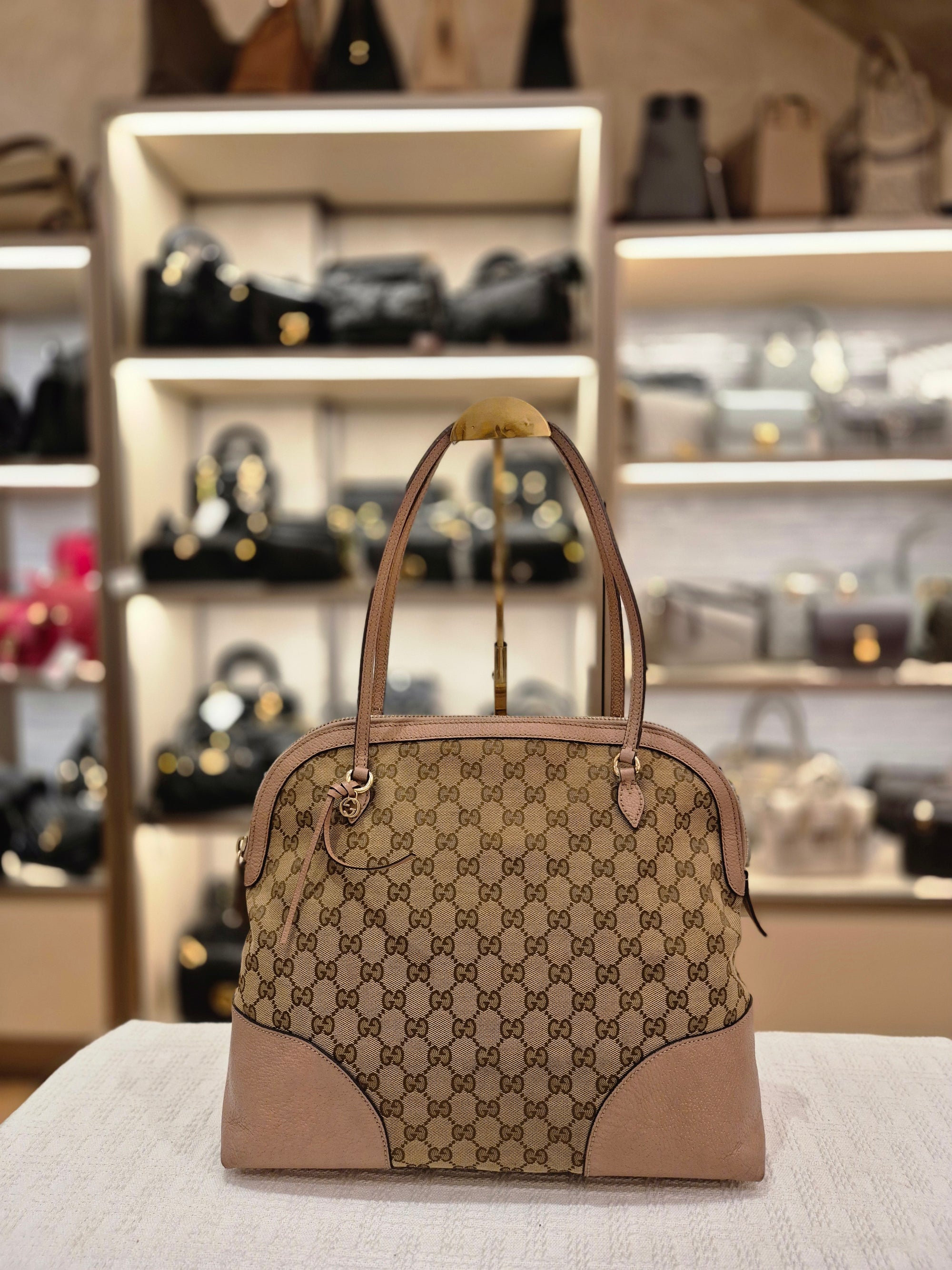 Gucci Bree Canvas Shoulder Nude