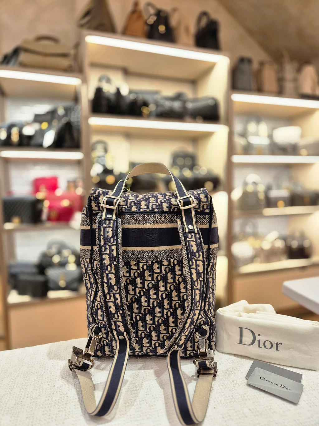 Dior Backpack Oblique Jacquard Navy
