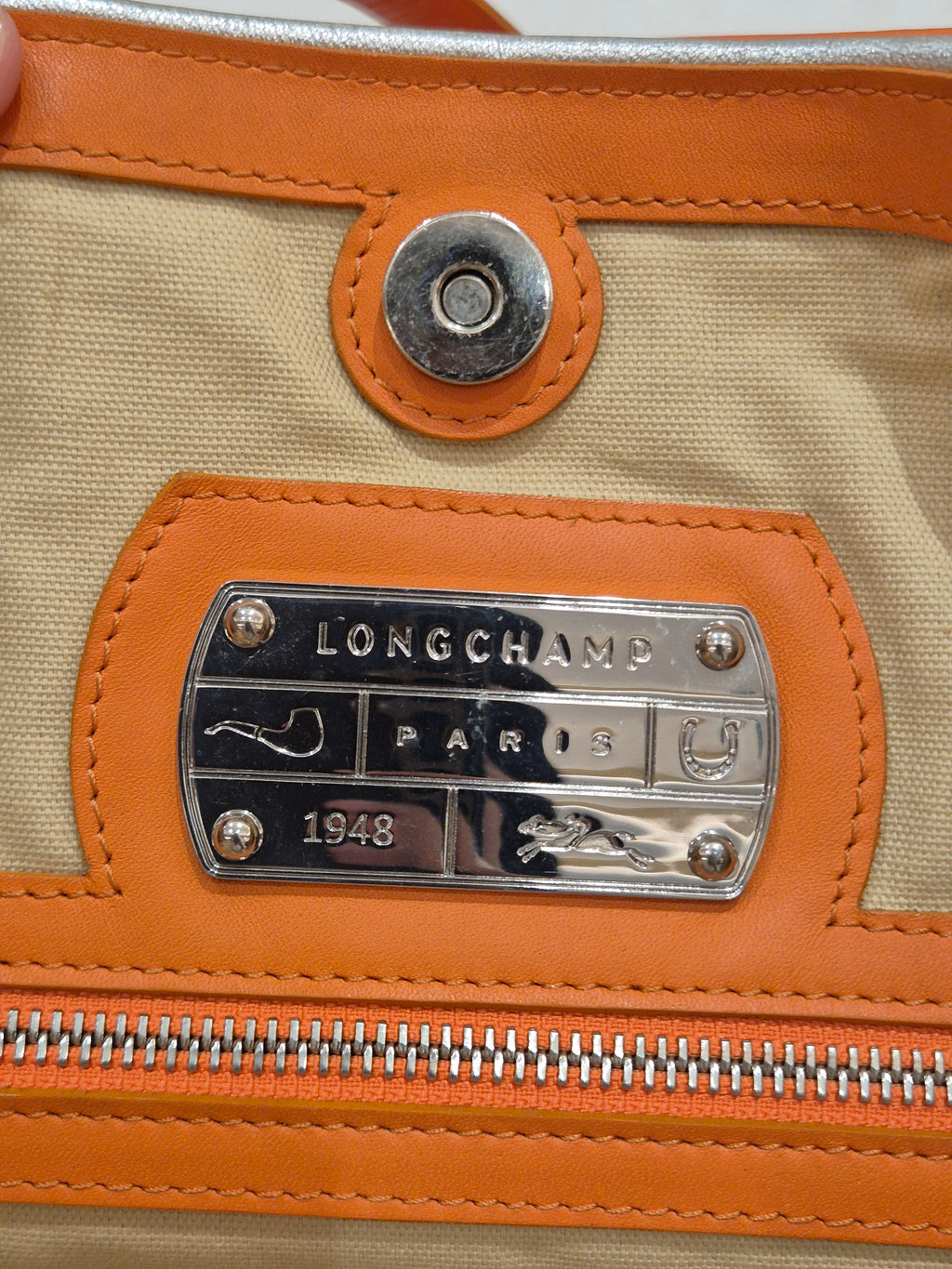 Longchamp Cuir Totebag Orange