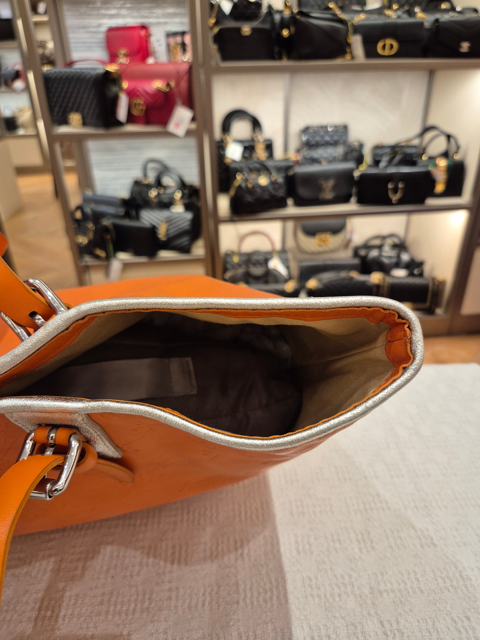Longchamp Cuir Totebag Orange