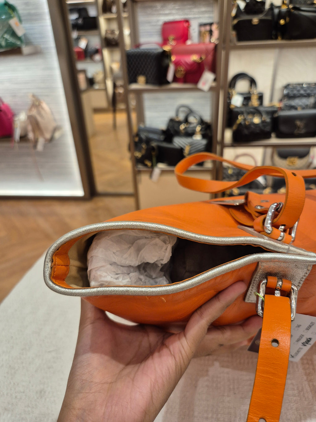 Longchamp Cuir Totebag Orange