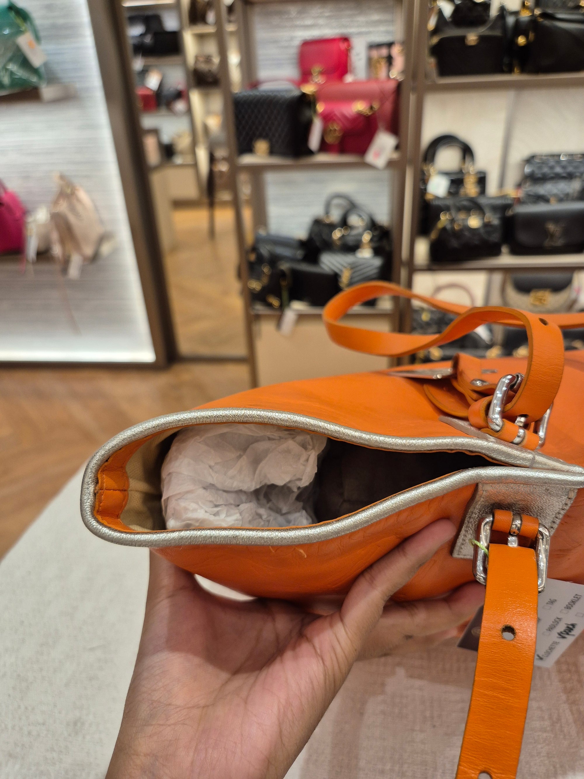 Longchamp Cuir Totebag Orange