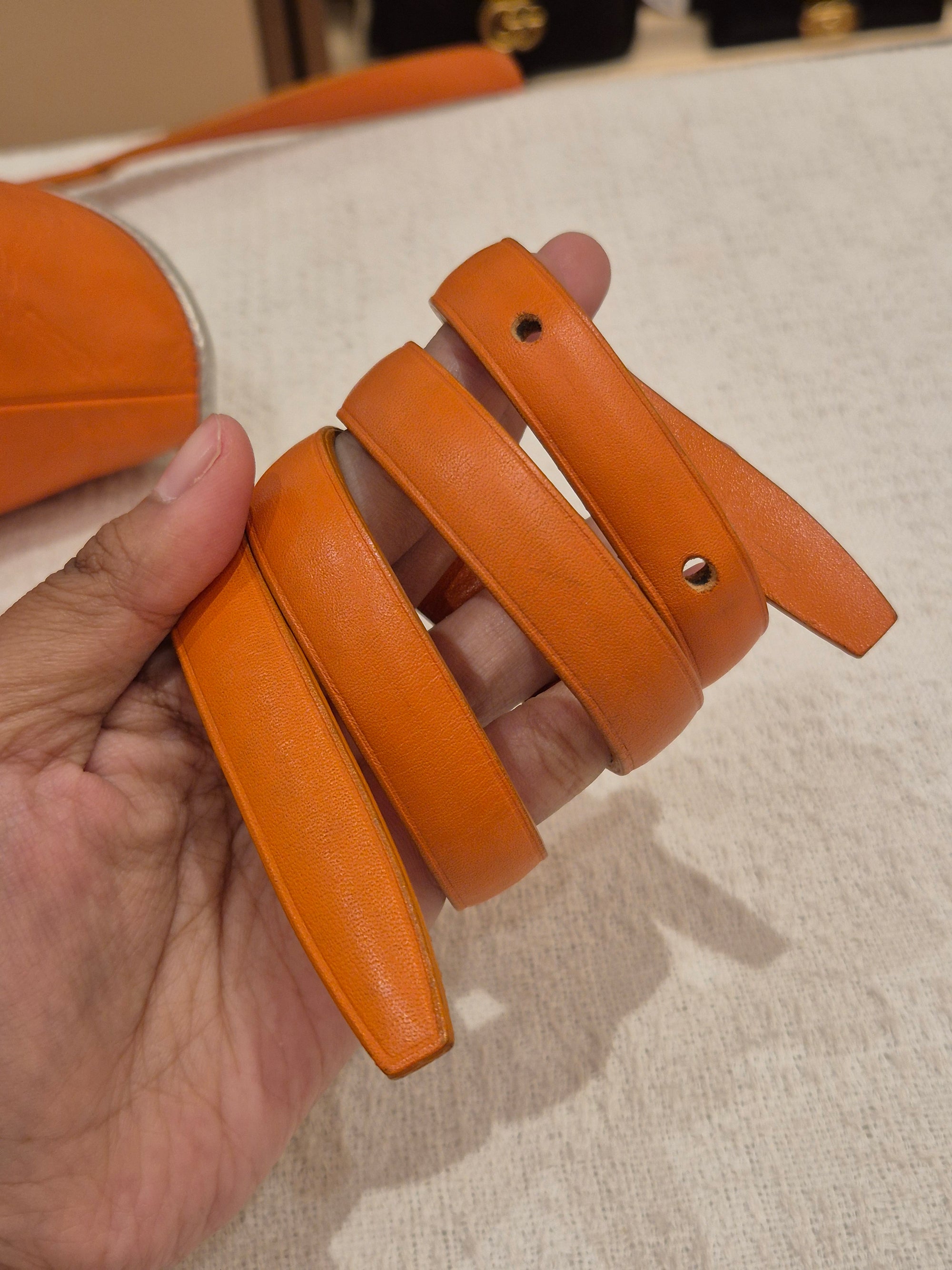 Longchamp Cuir Totebag Orange