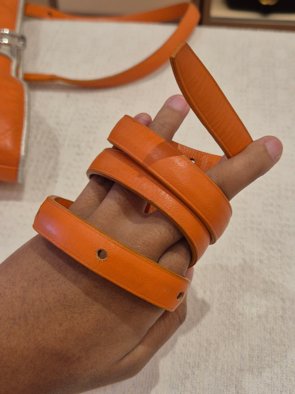 Longchamp Cuir Totebag Orange