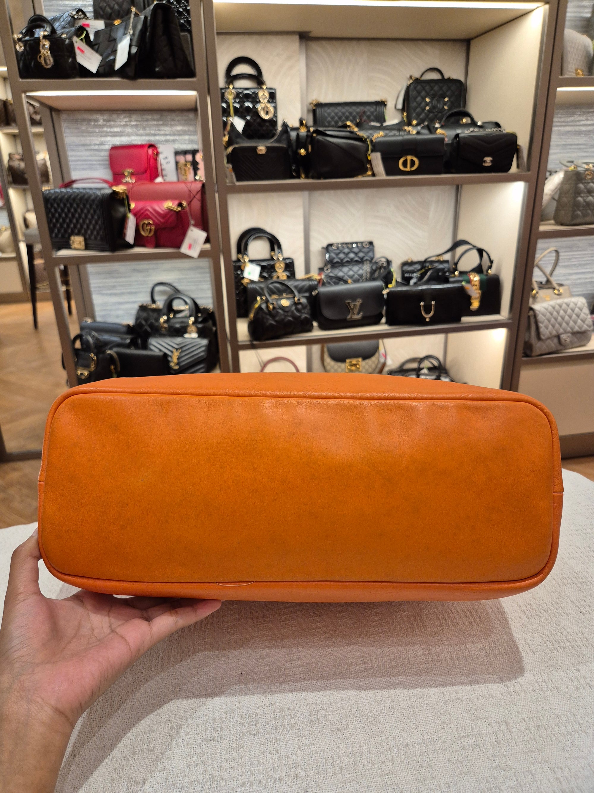 Longchamp Cuir Totebag Orange