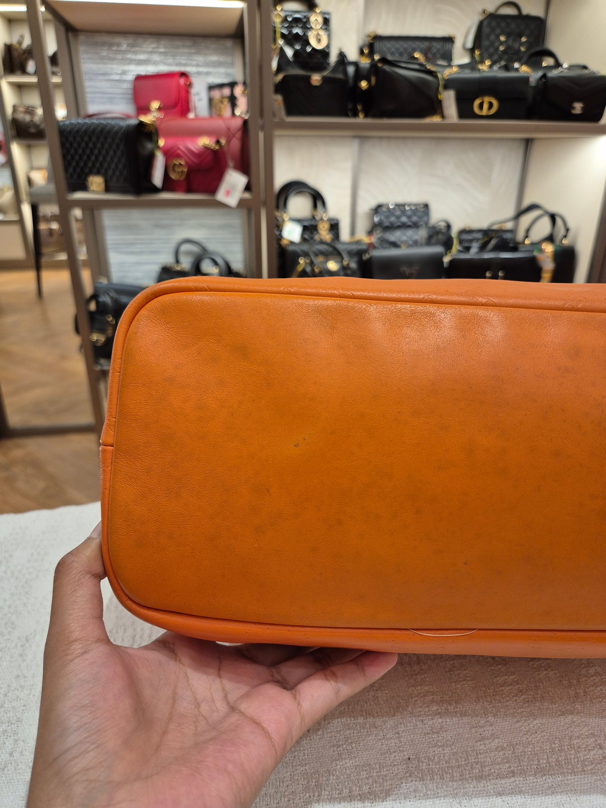 Longchamp Cuir Totebag Orange