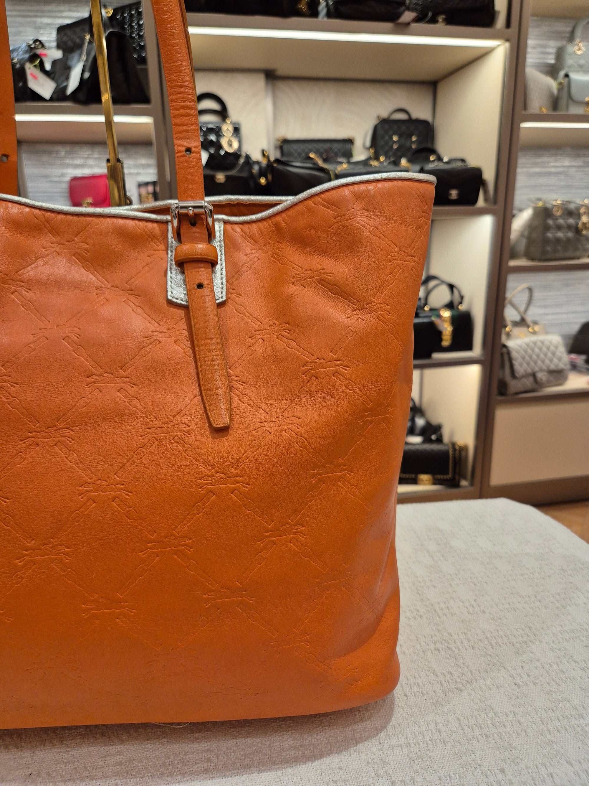 Longchamp Cuir Totebag Orange