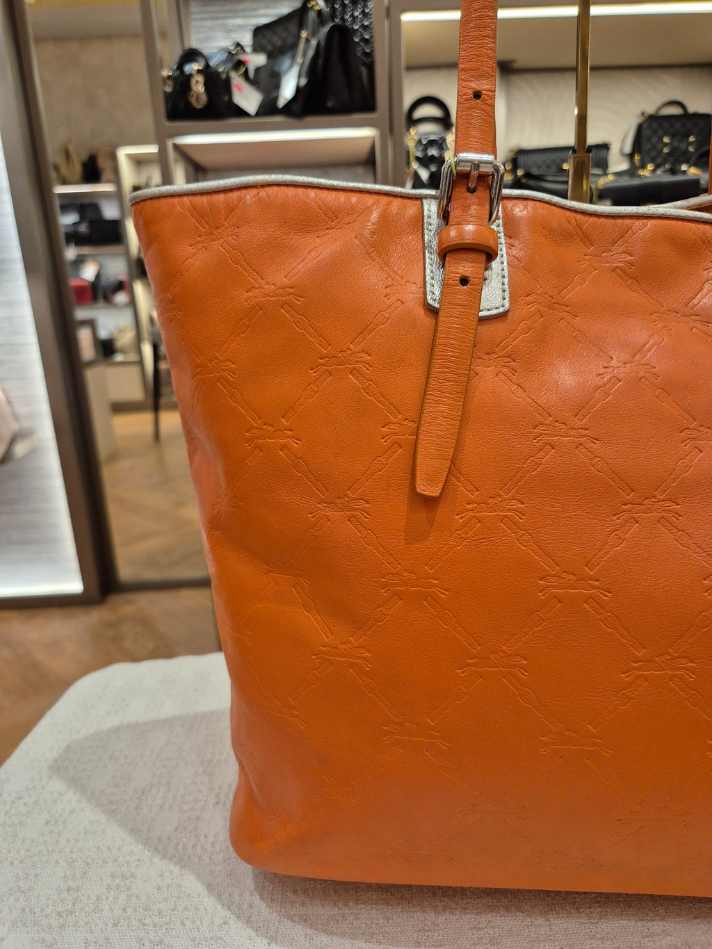 Longchamp Cuir Totebag Orange