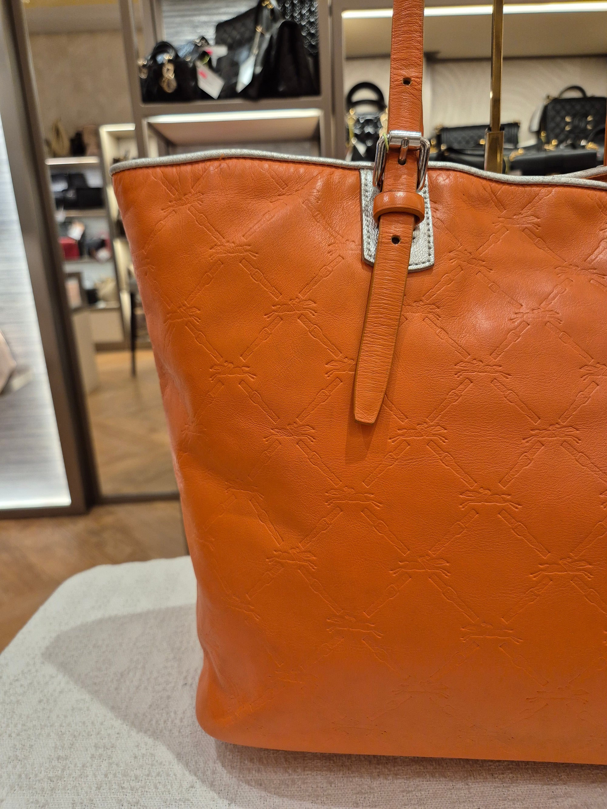 Longchamp Cuir Totebag Orange