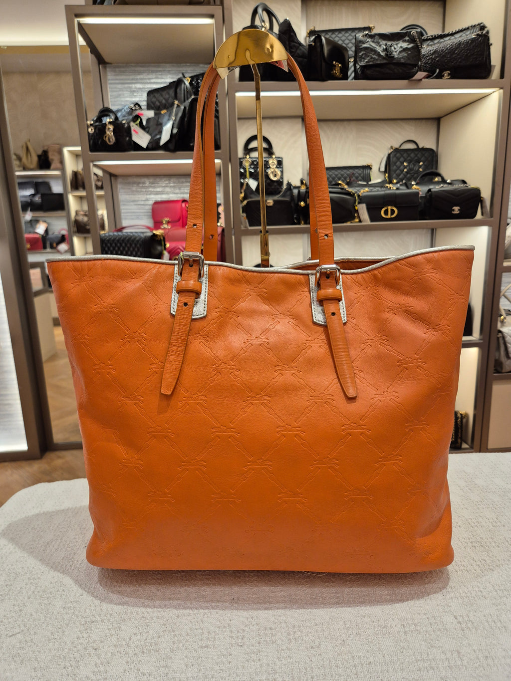 Longchamp Cuir Totebag Orange
