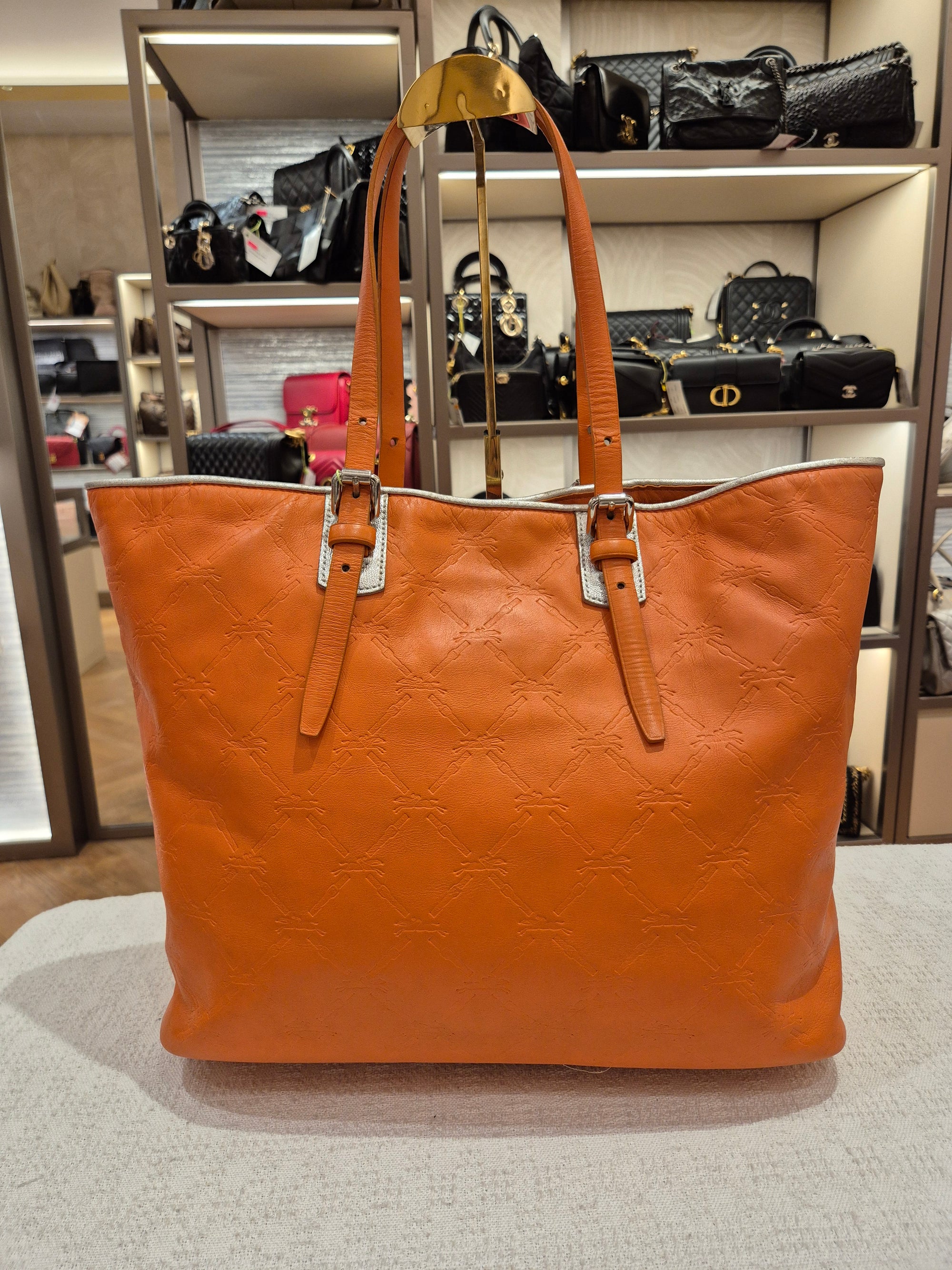 Longchamp Cuir Totebag Orange