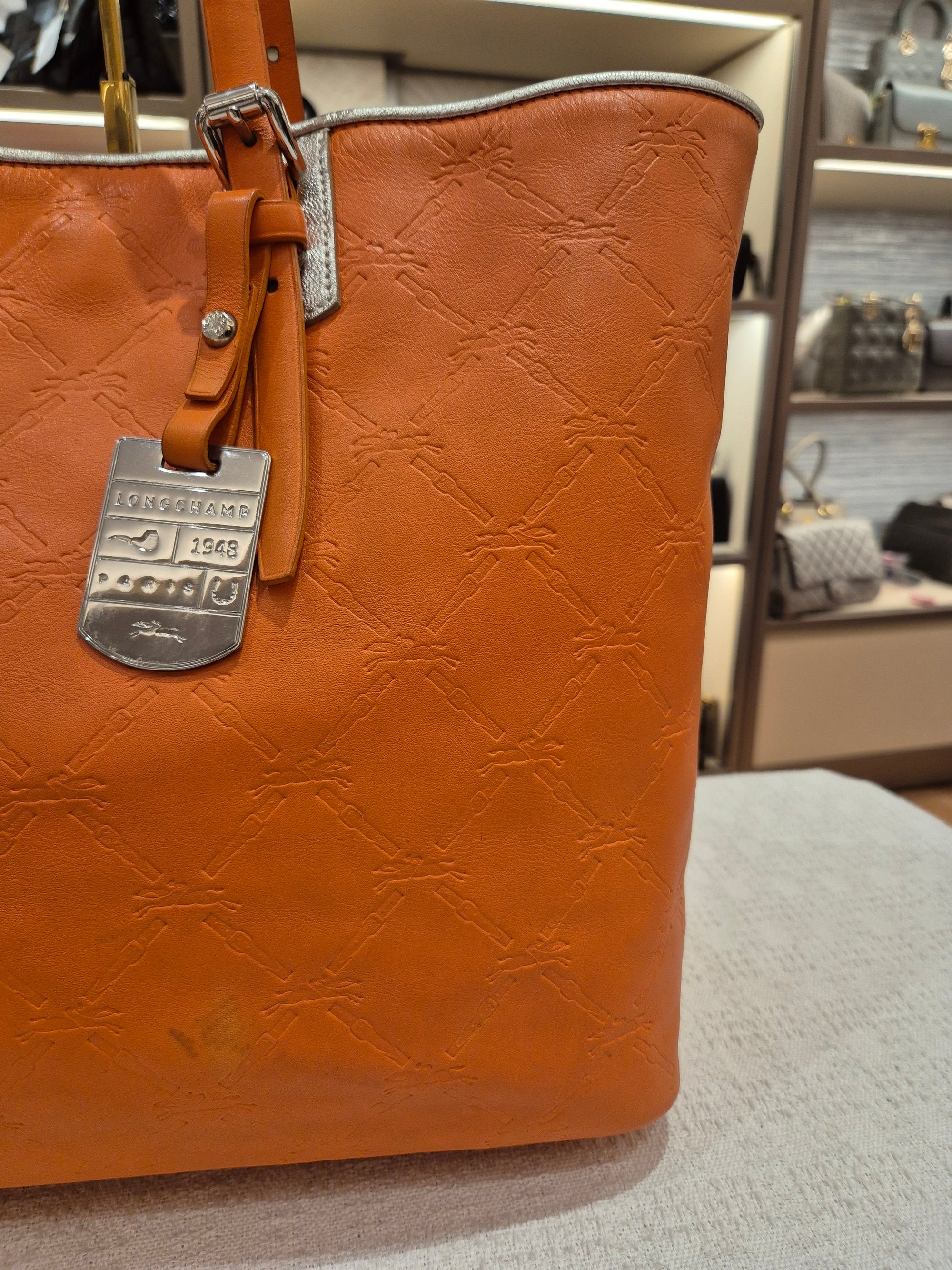 Longchamp Cuir Totebag Orange