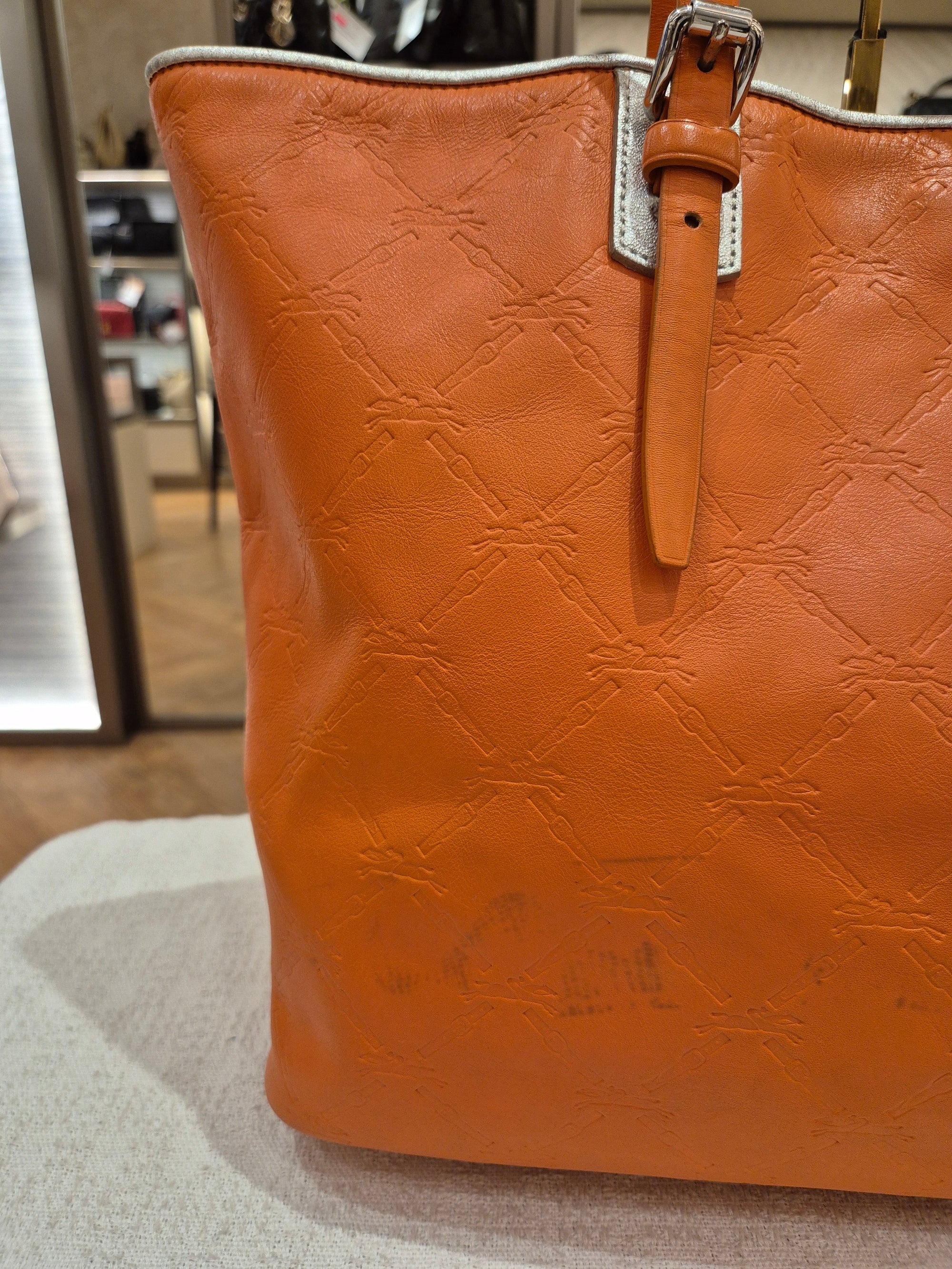 Longchamp Cuir Totebag Orange