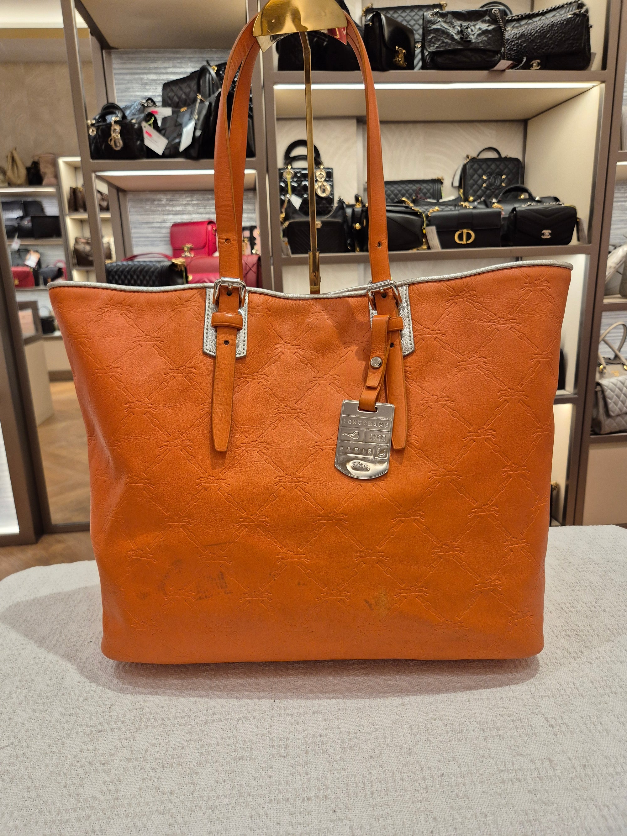 Longchamp Cuir Totebag Orange