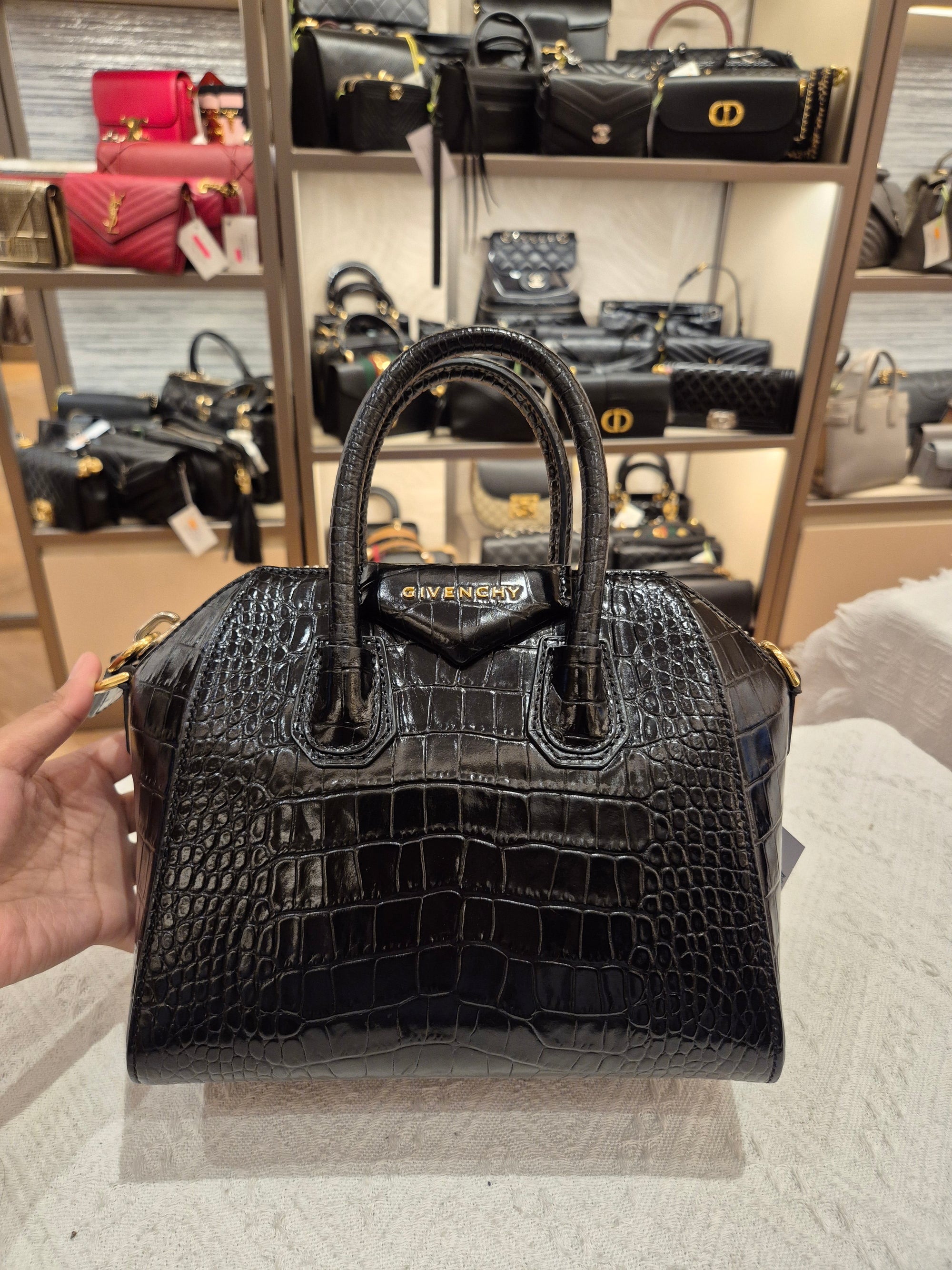Givenchy Antigona Mini Croco Black