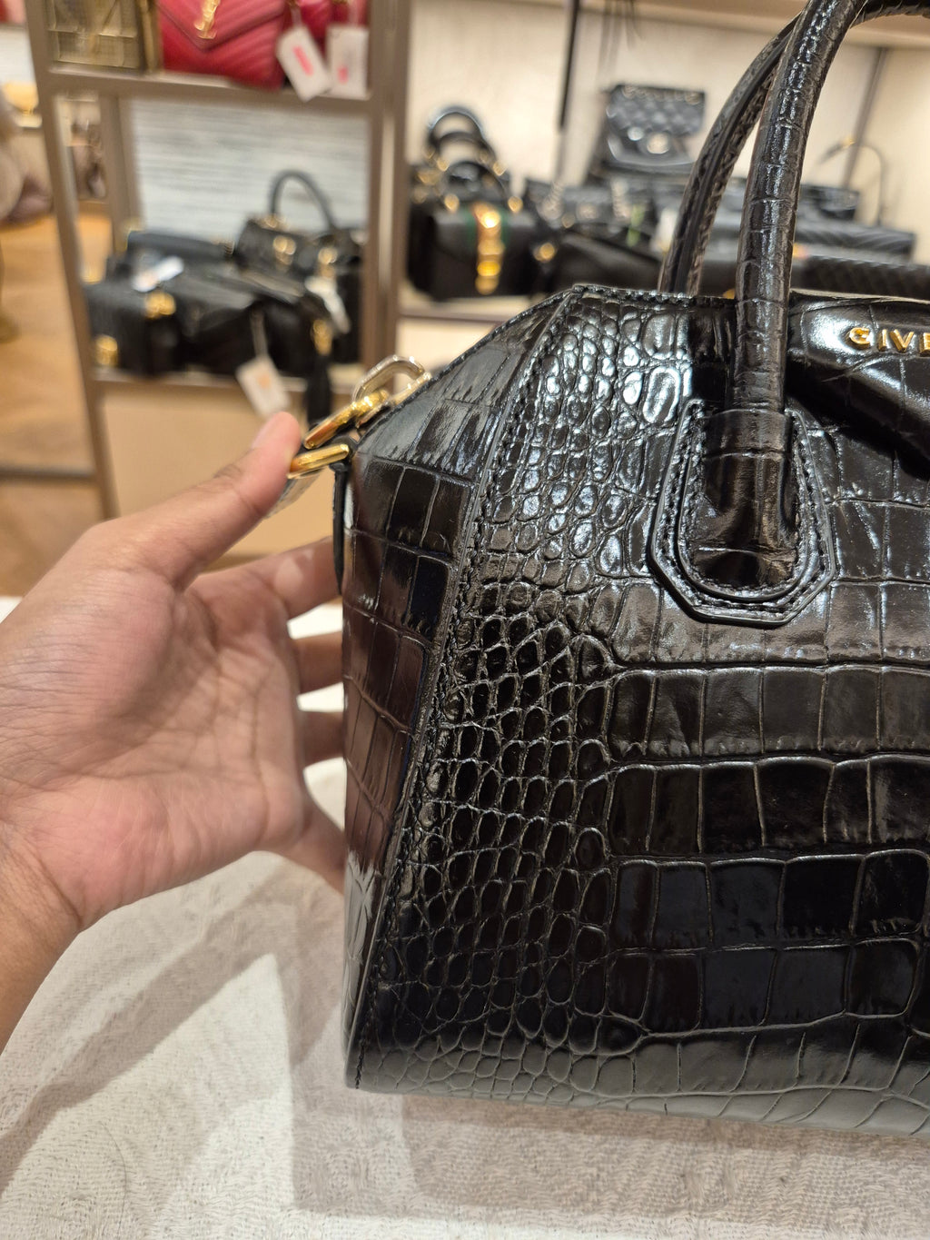 Givenchy Antigona Mini Croco Black
