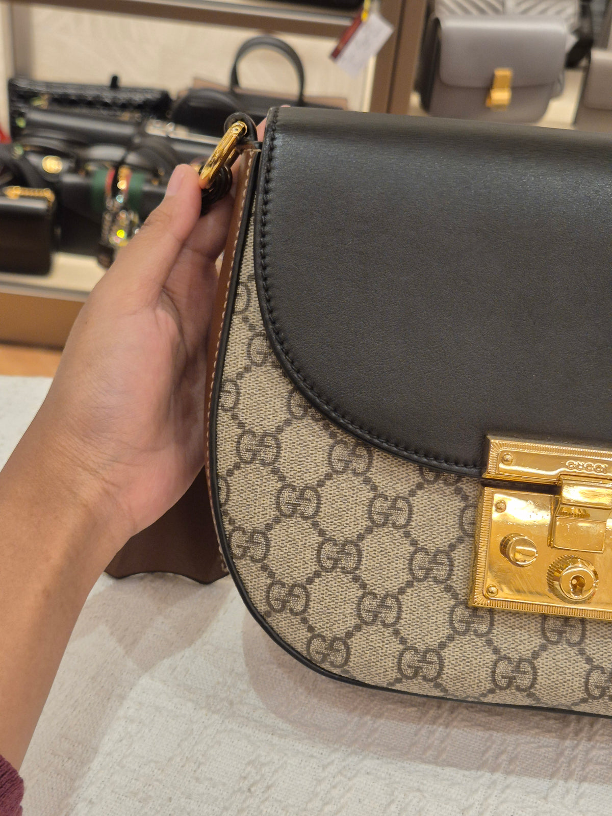 Gucci Padlock Halfmoon Monogram Black