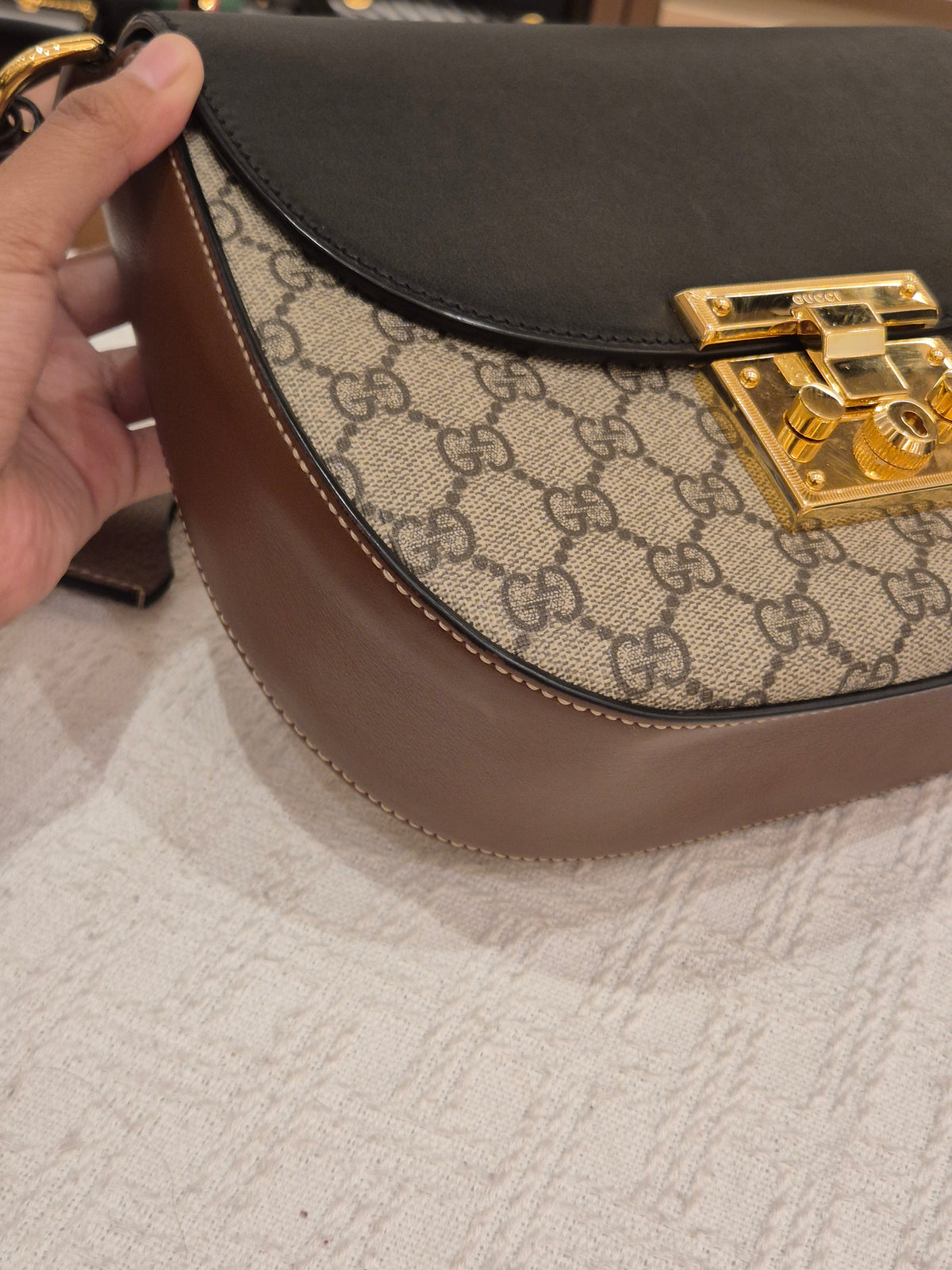 Gucci Padlock Halfmoon Monogram Black