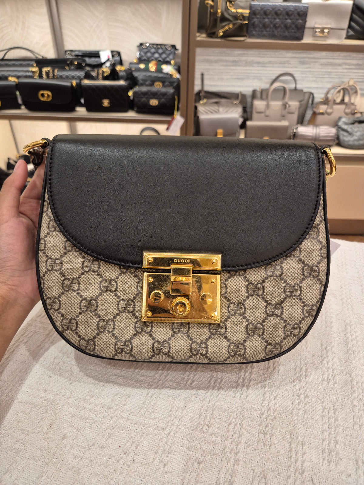 Gucci Padlock Halfmoon Monogram Black