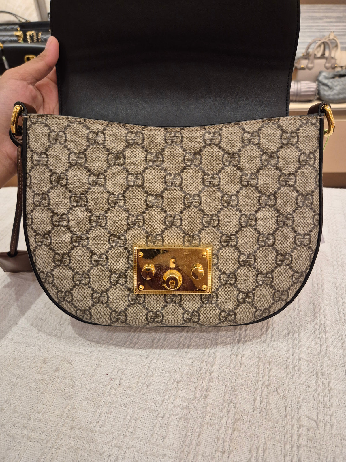 Gucci Padlock Halfmoon Monogram Black